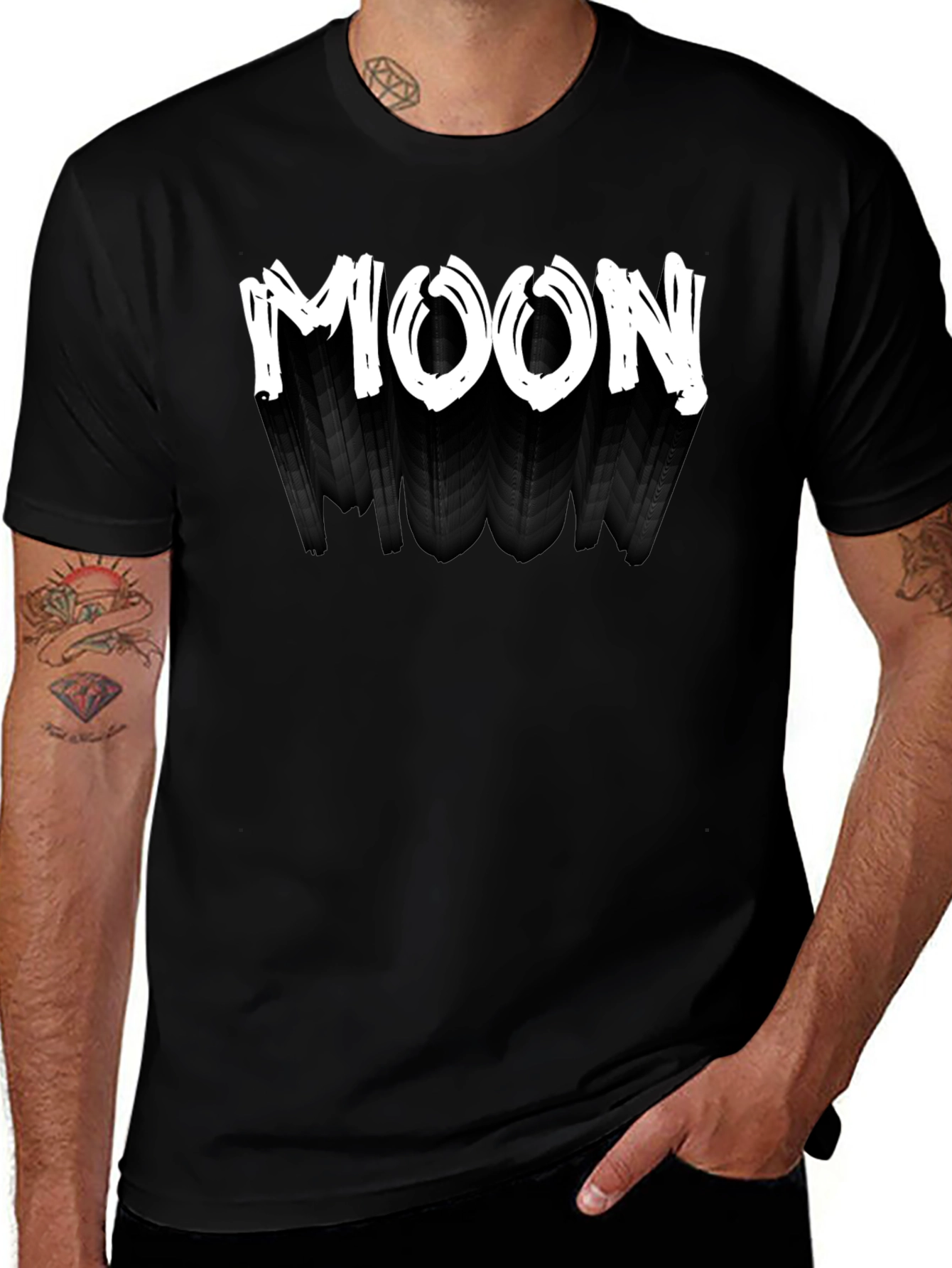 Variant 28 of Men's Black T-Shirt - "MOON" Design