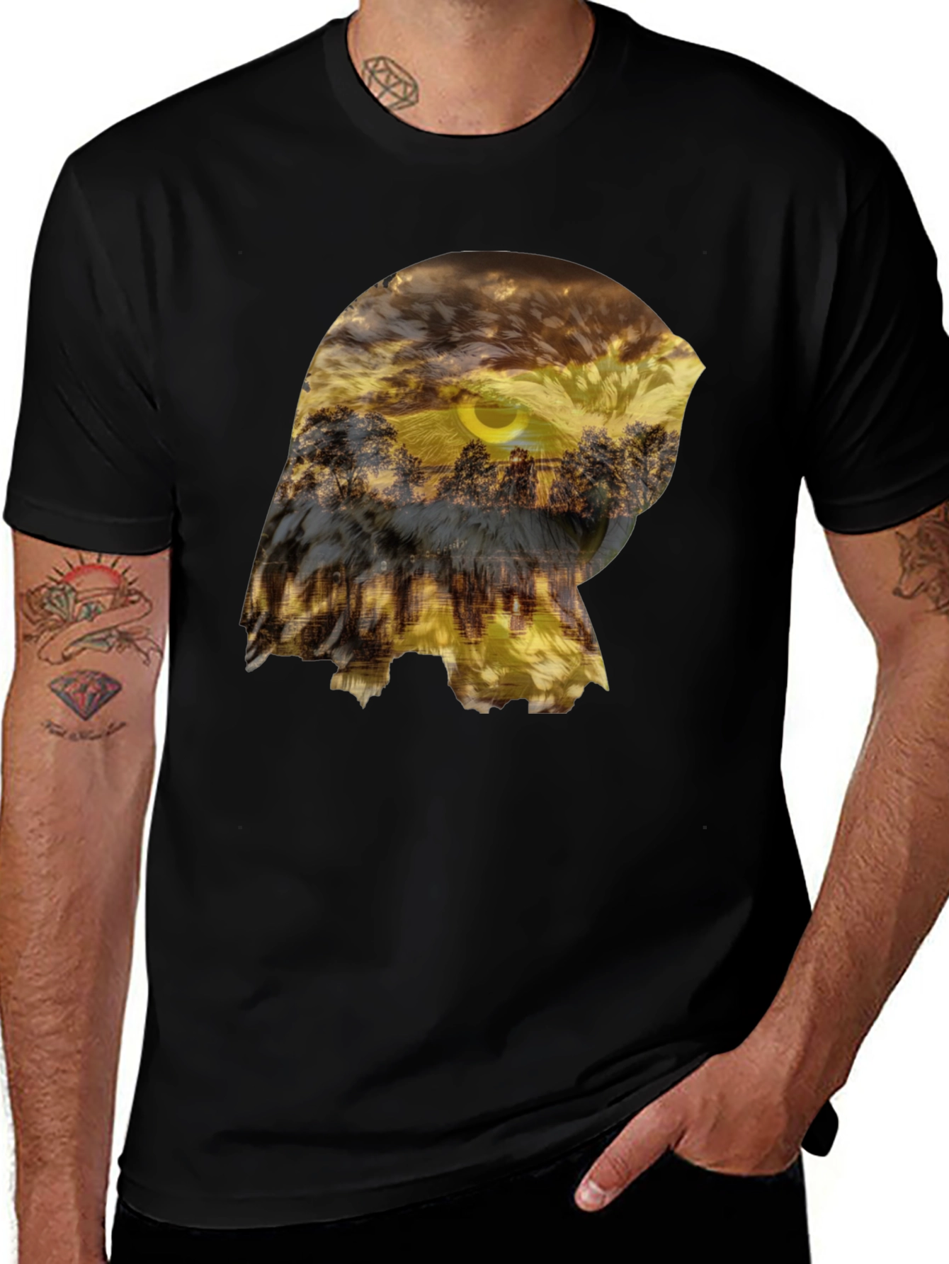 Variant 30 of Nature Eagle Graphic Black T-Shirt