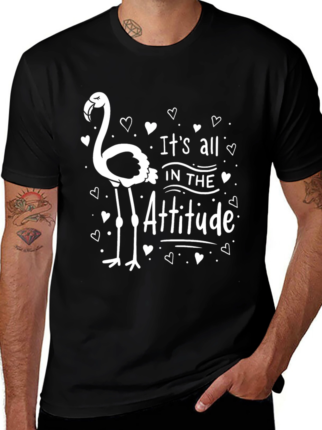 Variant 12 of Attitude Flamingo Graphic Tee - Black Unisex