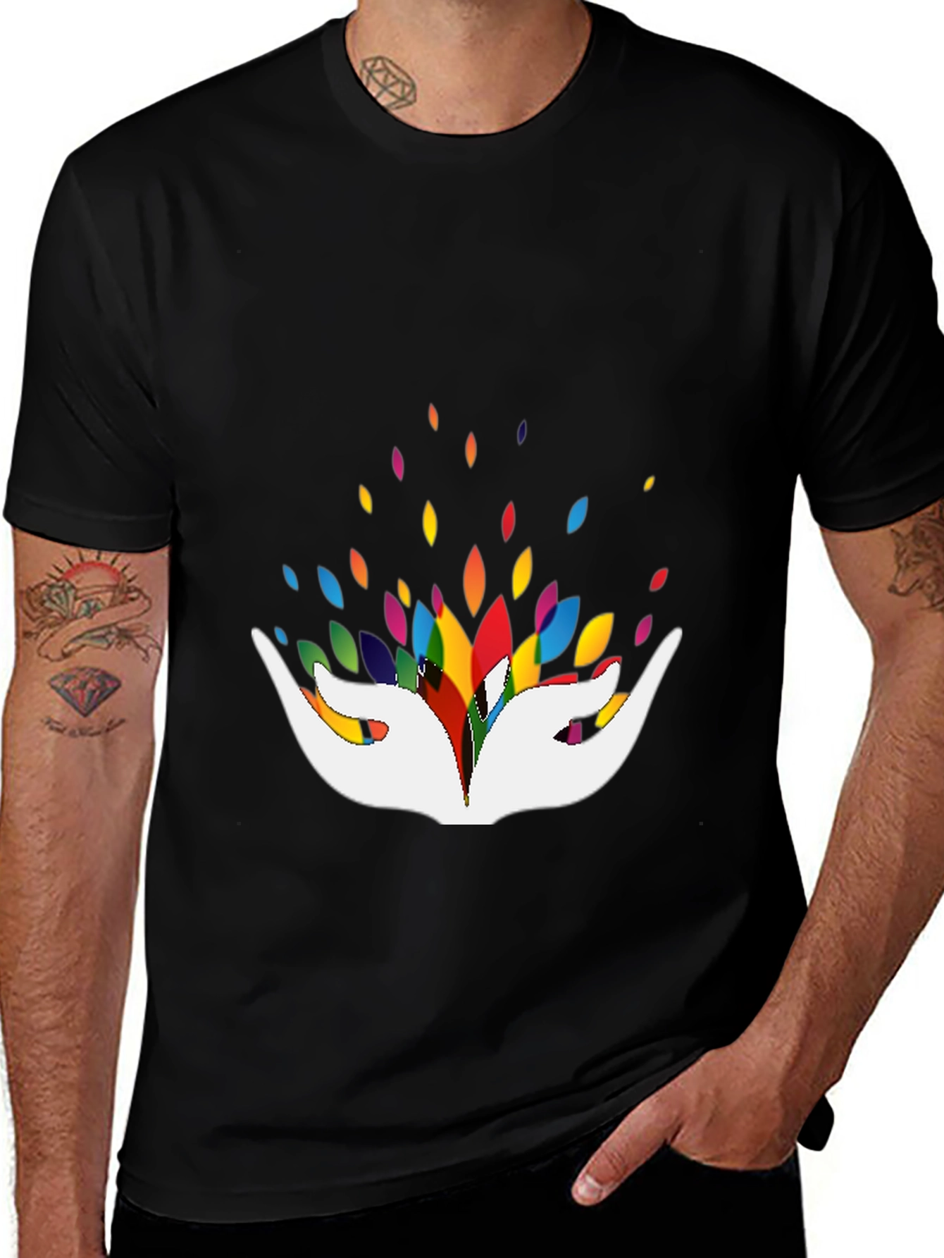 Variant 29 of Colorful Hands Graphic Black T-Shirt