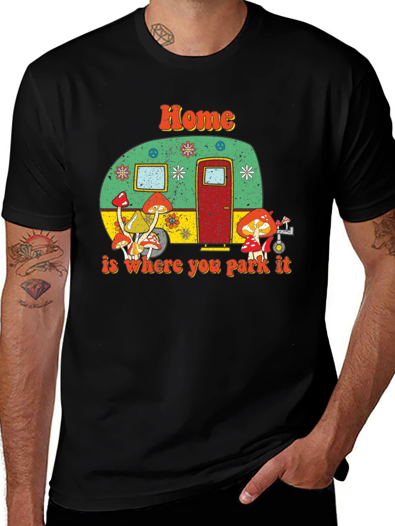 Variant 3 of Retro Home is Where You Park It Camping T-Shirt
