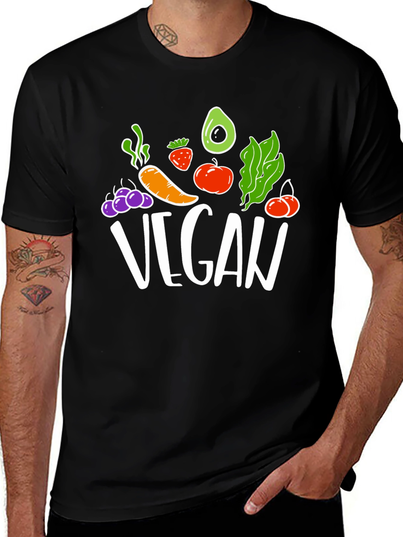 Variant 22 of Vegan T-Shirt: Fruits & Vegetables Design