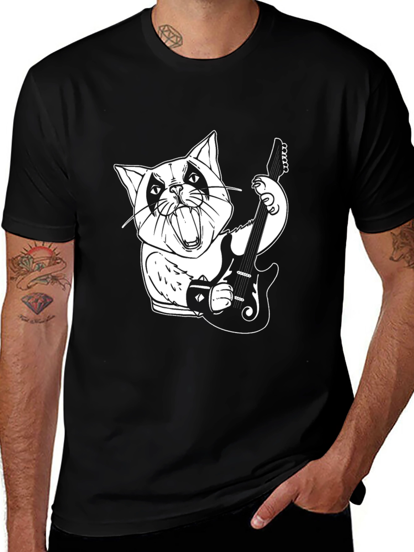 Rockin' Cat T-Shirt - Cool Graphic Tee