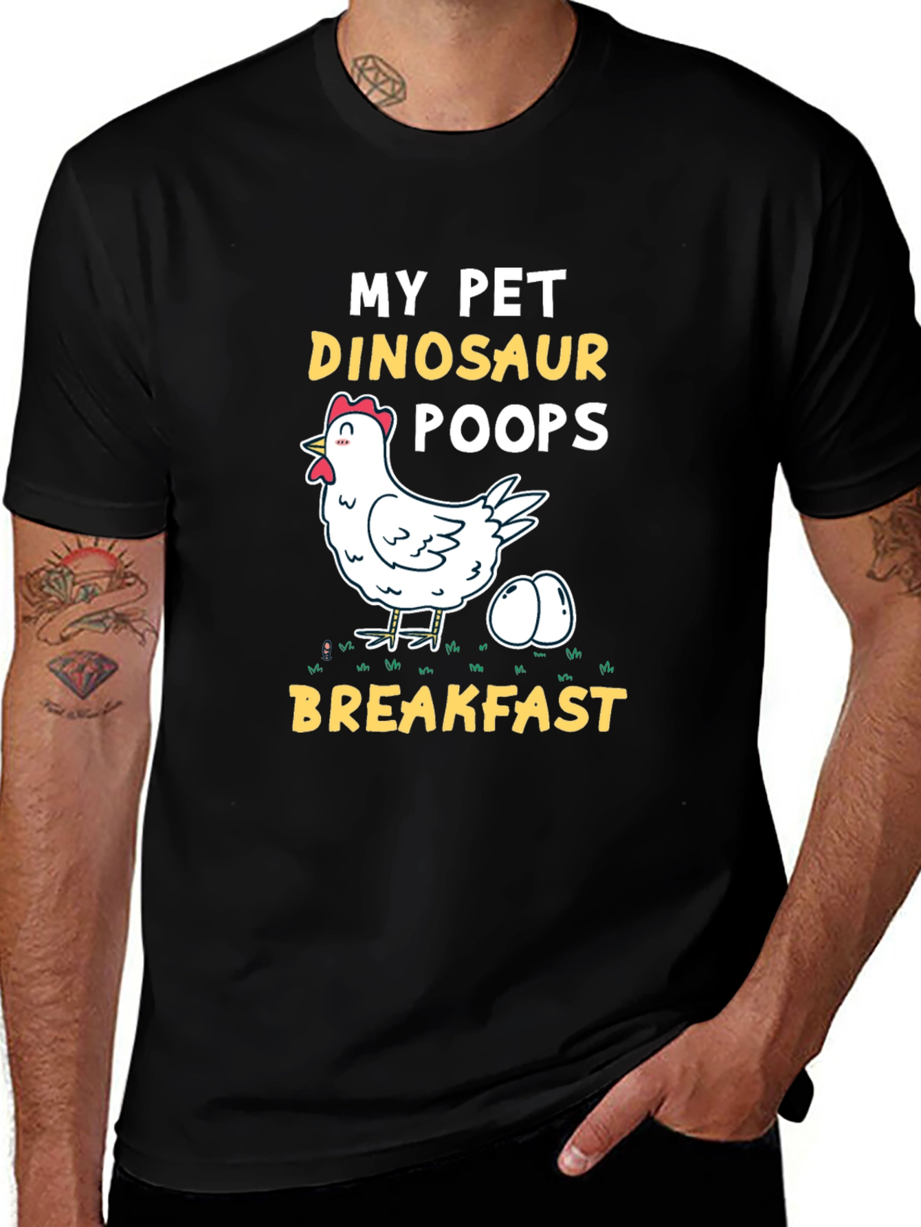 Variant 3 of My Pet Dinosaur Chicken T-Shirt - Novelty Breakfast Tee