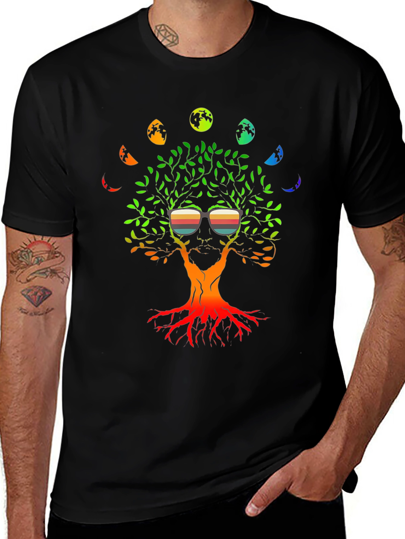 Variant 22 of Tree of Life T-Shirt - Colorful Moon Phases Design