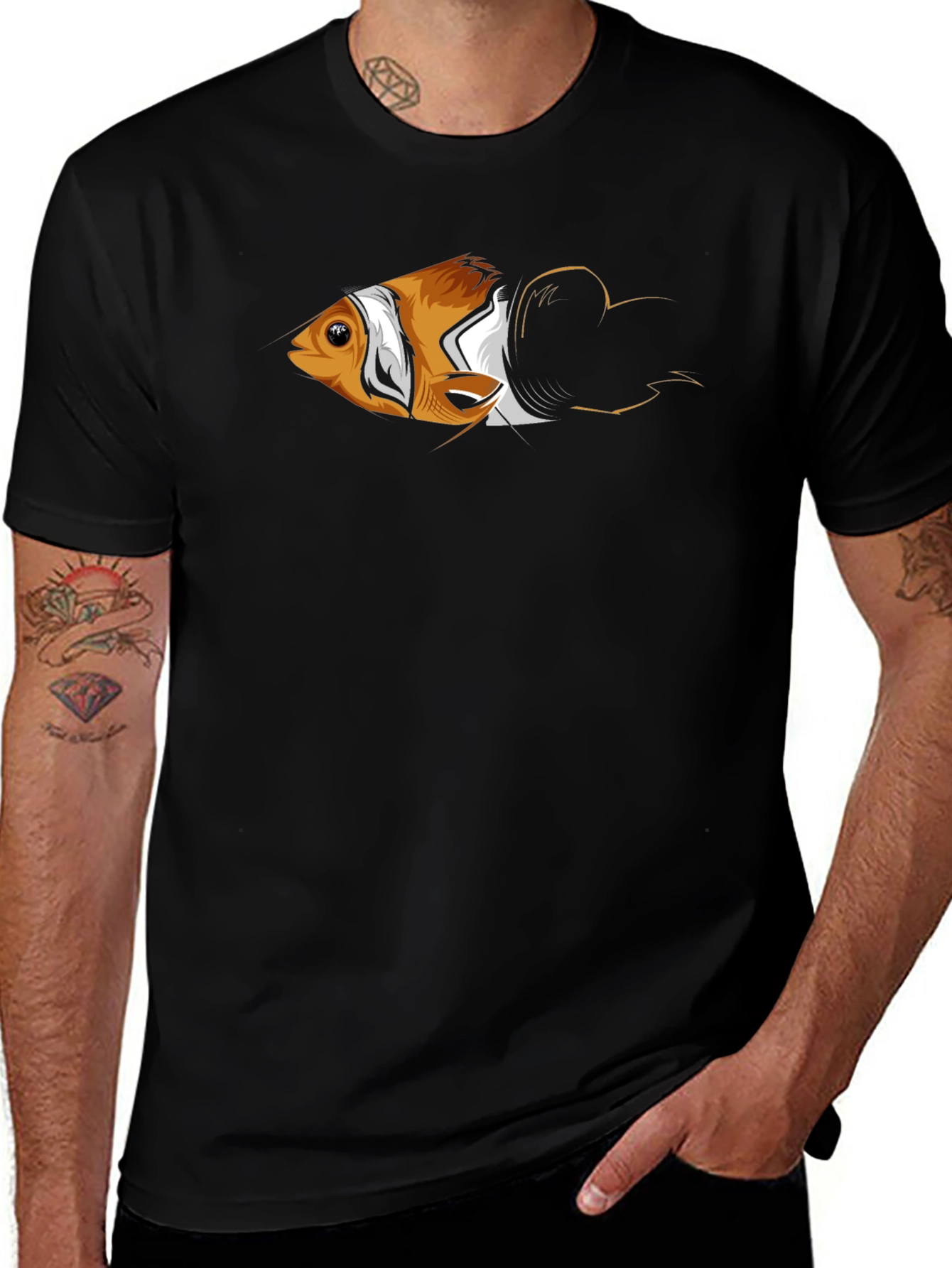 Variant 13 of Clownfish Graphic Print Men's Black T-Shirt