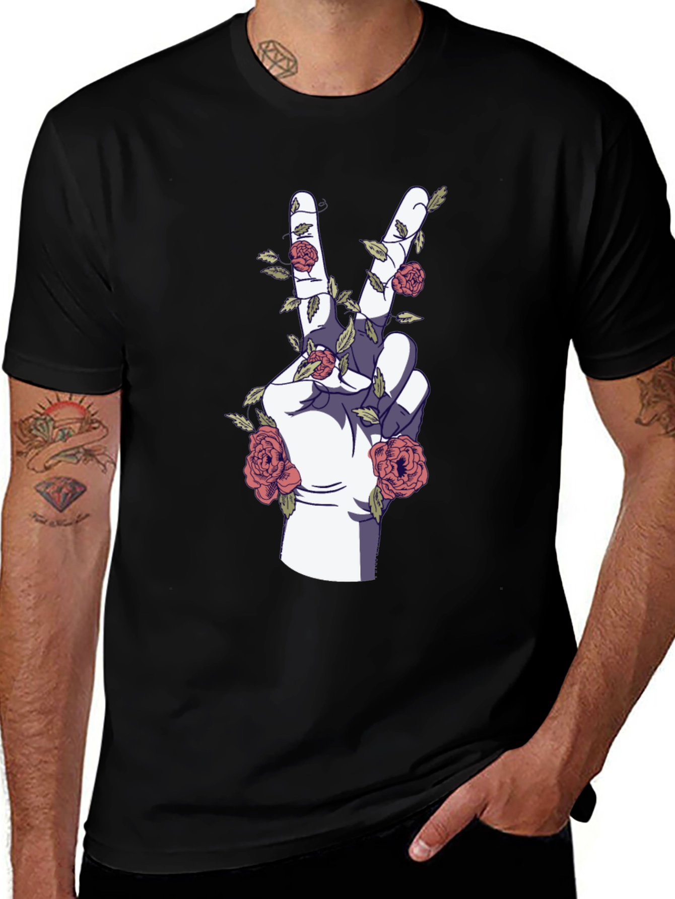 Variant 14 of Peace Sign Rose Graphic T-Shirt