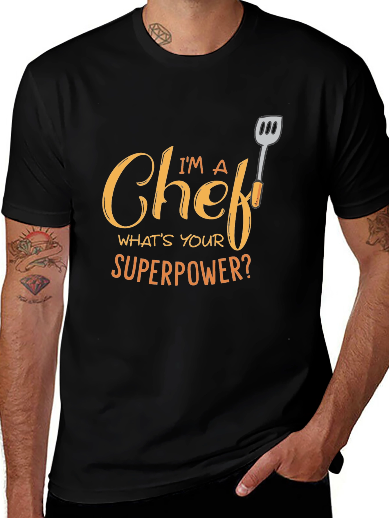 Variant 28 of Chef Superpower Graphic Tee - Black Cotton T-Shirt