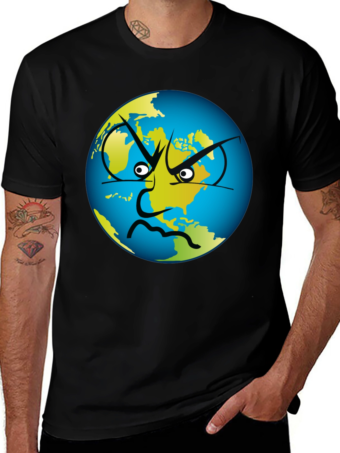 Variant 14 of Angry Earth Graphic Tee - Black Cotton T-Shirt