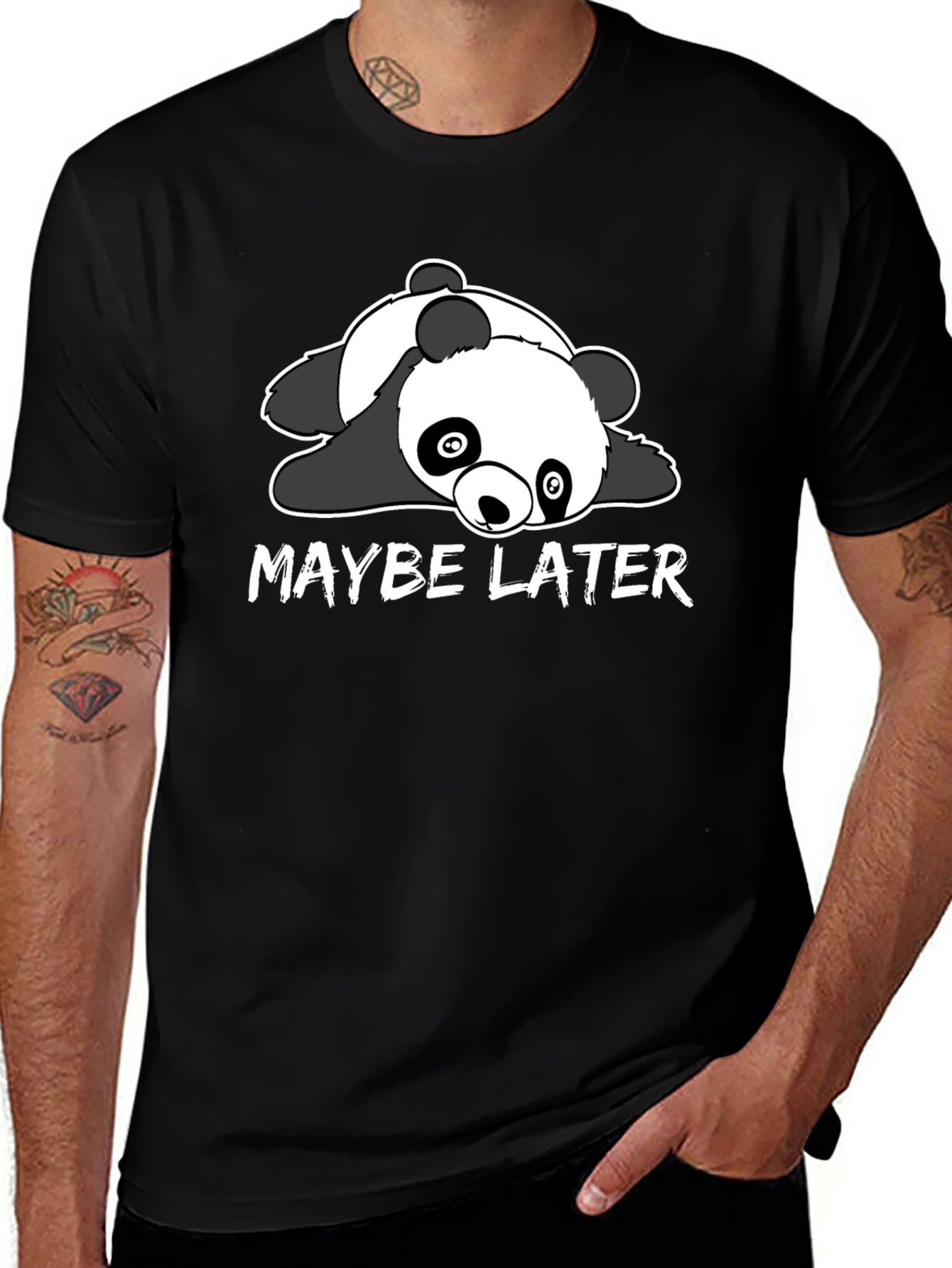 Variant 15 of Maybe Later Panda Graphic T-Shirt - Black