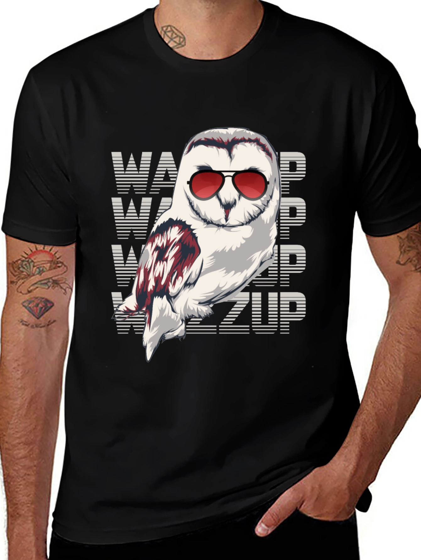 Variant 4 of Cool Owl T-Shirt - "Wazzup"