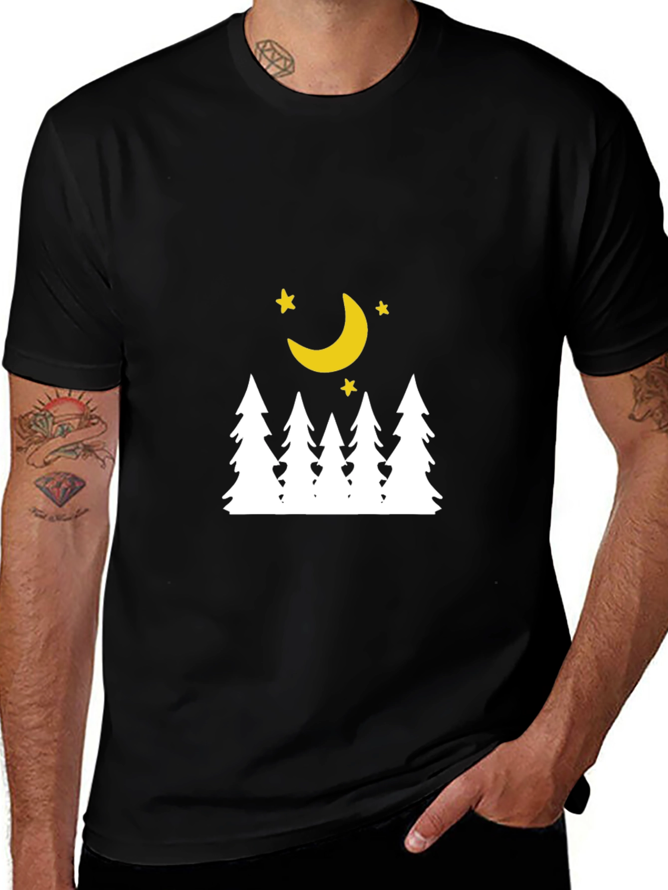 Variant 17 of Nature Moon T-Shirt - Black Cotton Tee