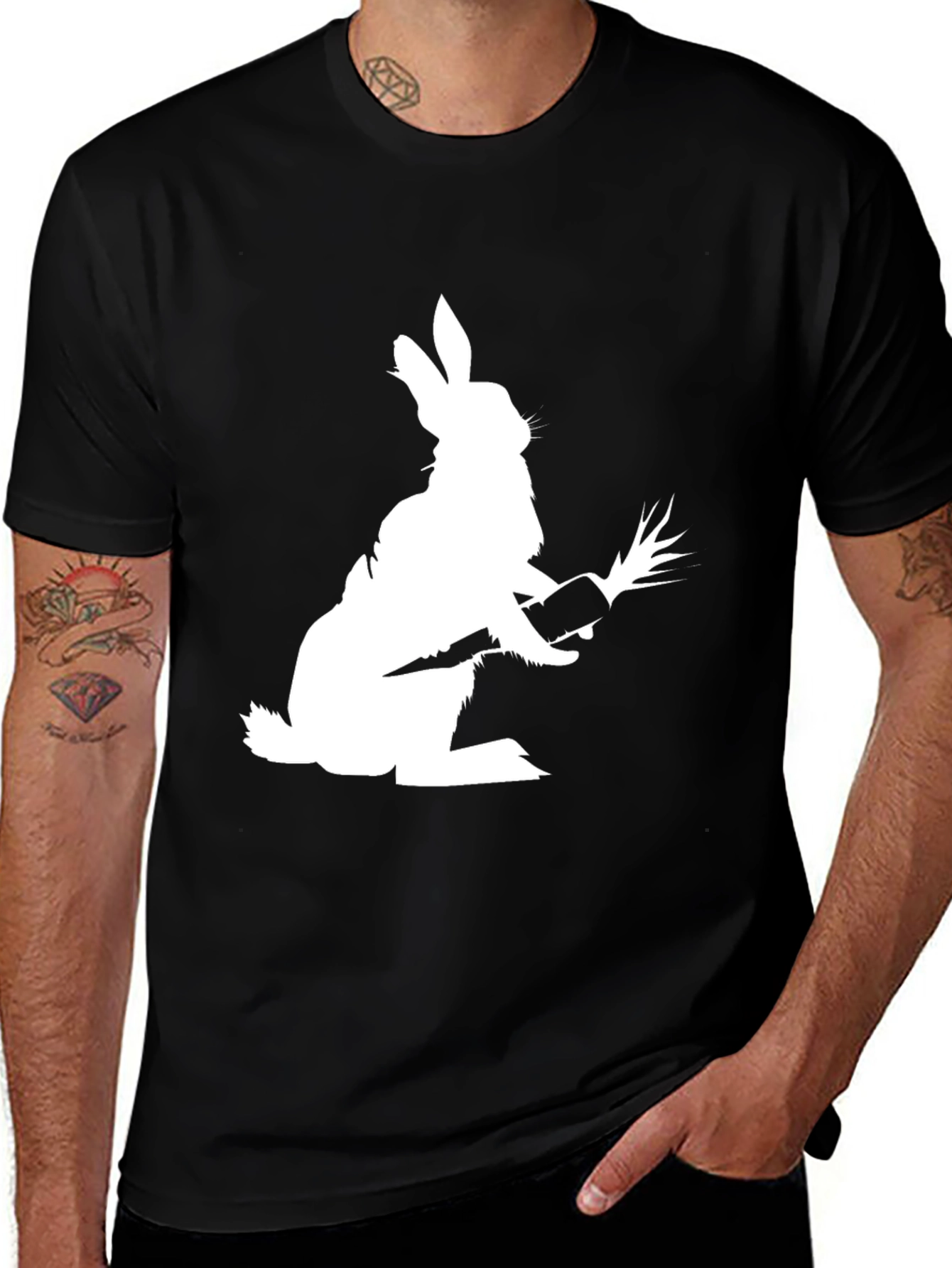 Variant 18 of Rabbit with Carrot Black T-Shirt