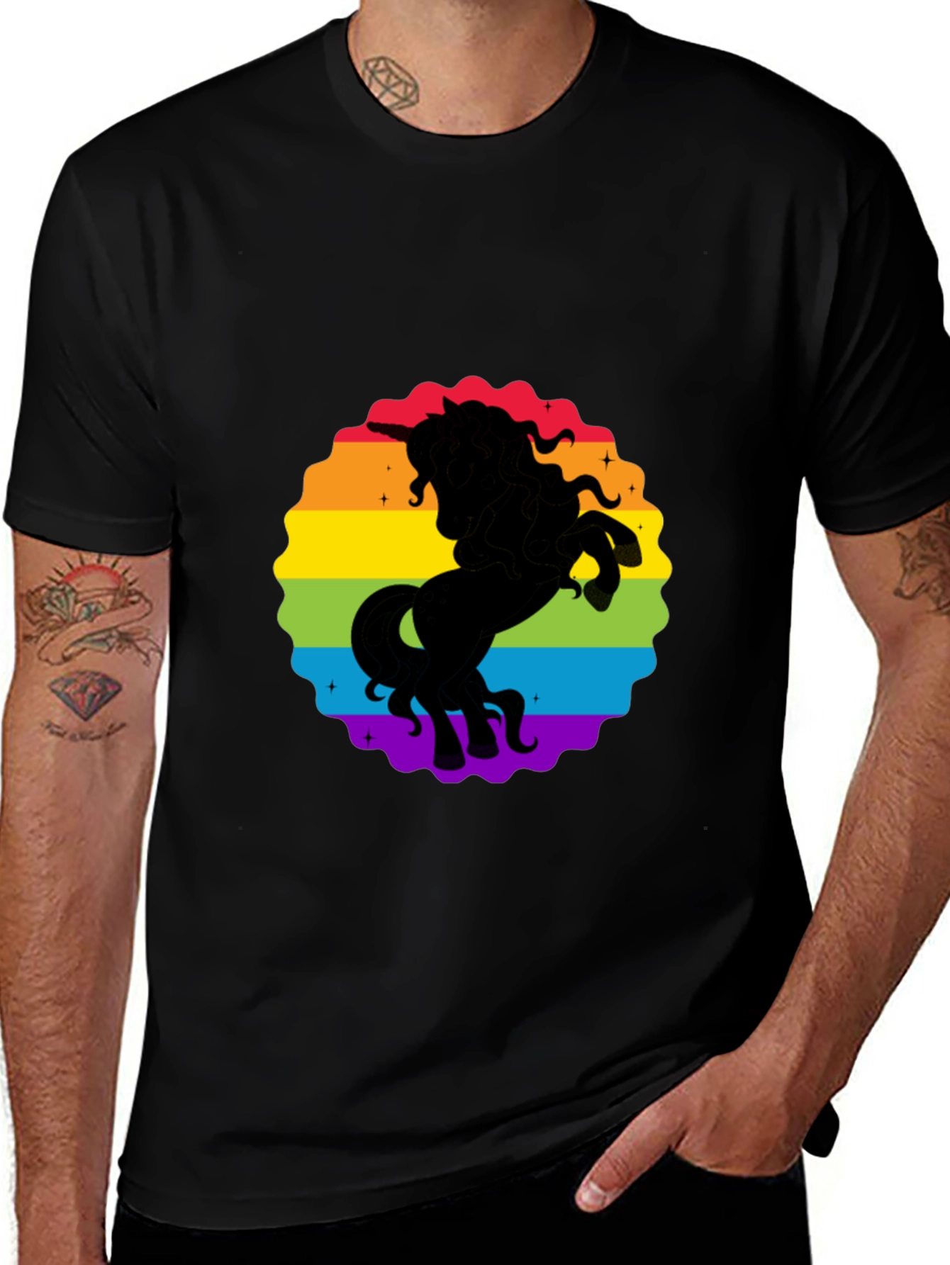 Variant 19 of Rainbow Unicorn Graphic Tee - Black