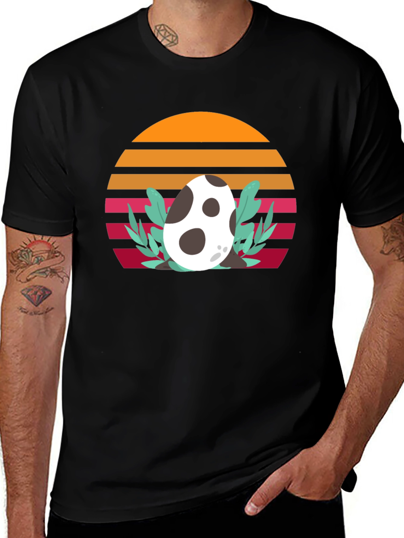 Variant 30 of Retro Dinosaur Egg T-Shirt - Unique Sunset Design