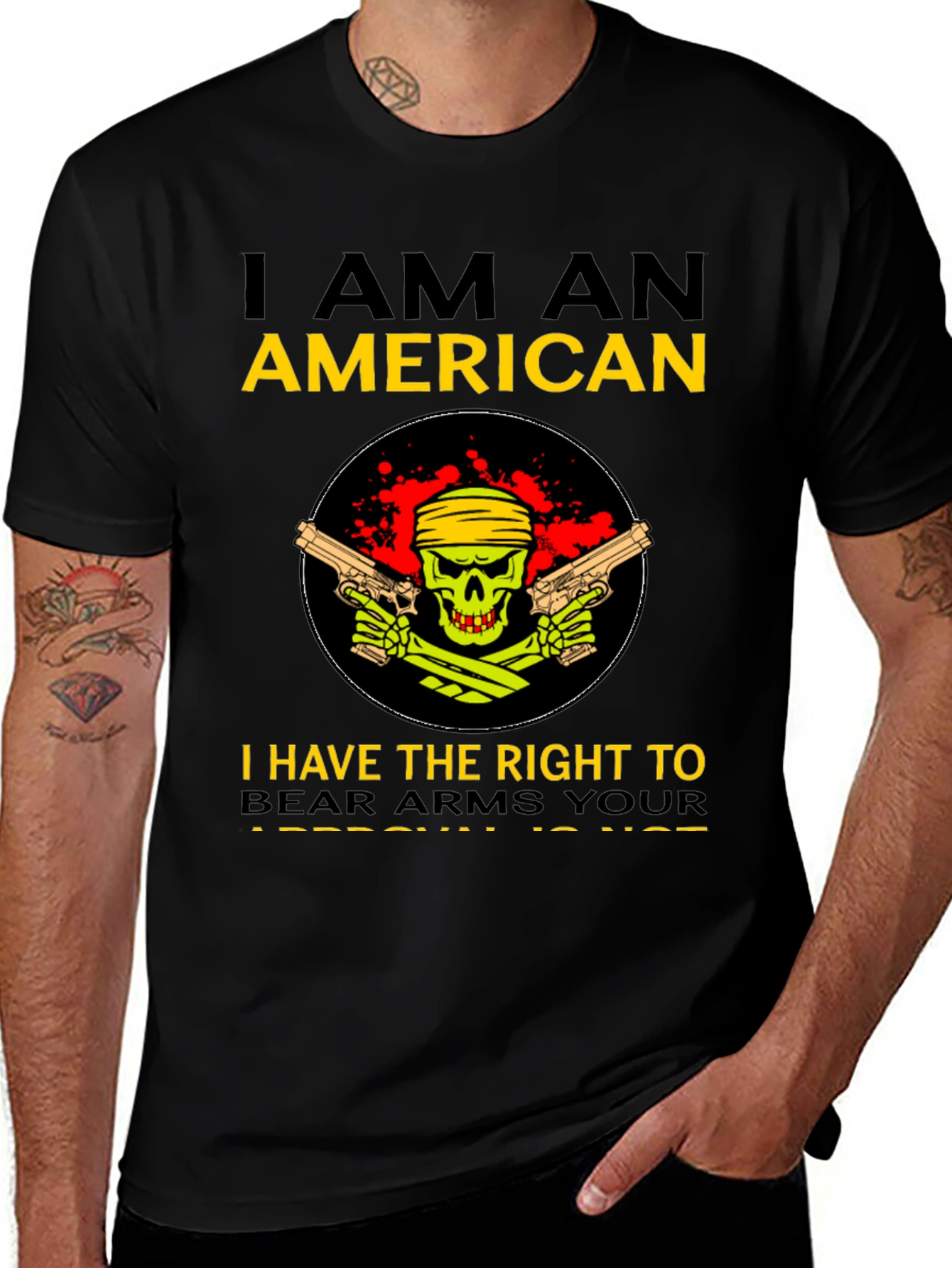 Black American Pride Graphic Tee - Right to Bear Arms main image