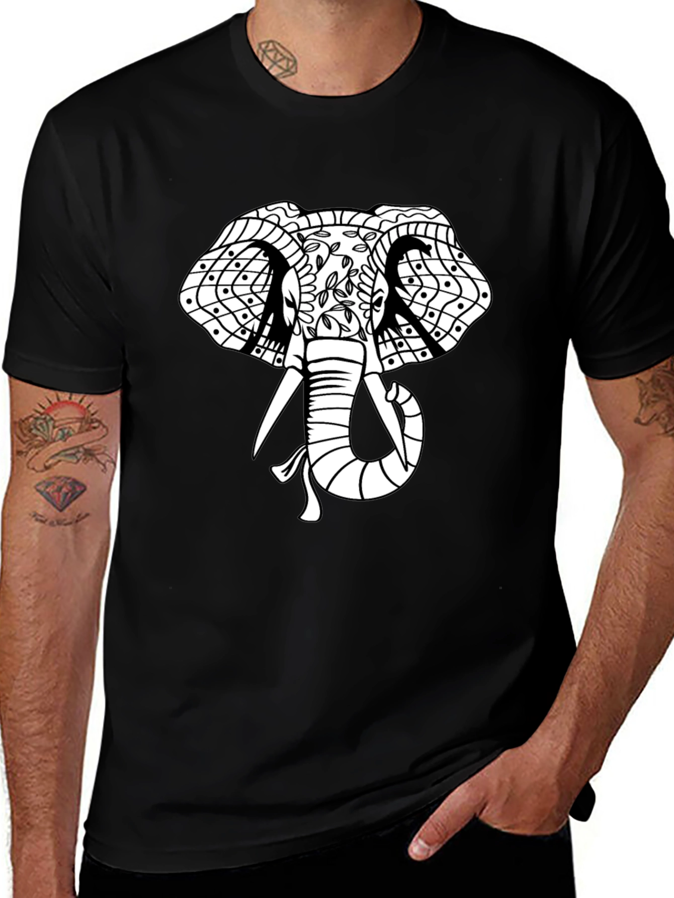 Variant 30 of Elephant Graphic Print T-Shirt - Black