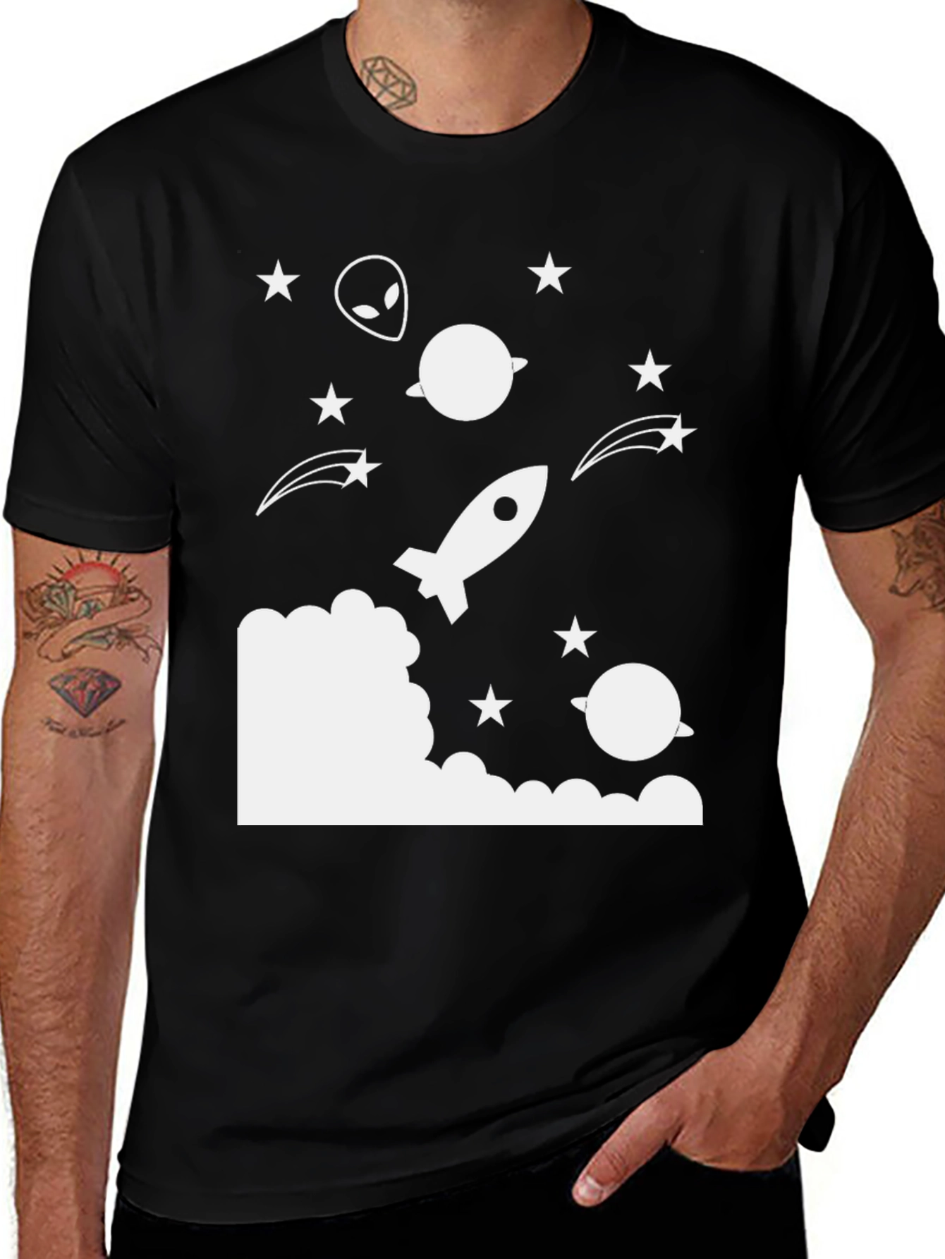 Variant 28 of Cosmic Dreams Tee - Rocket, Alien & Stars T-Shirt