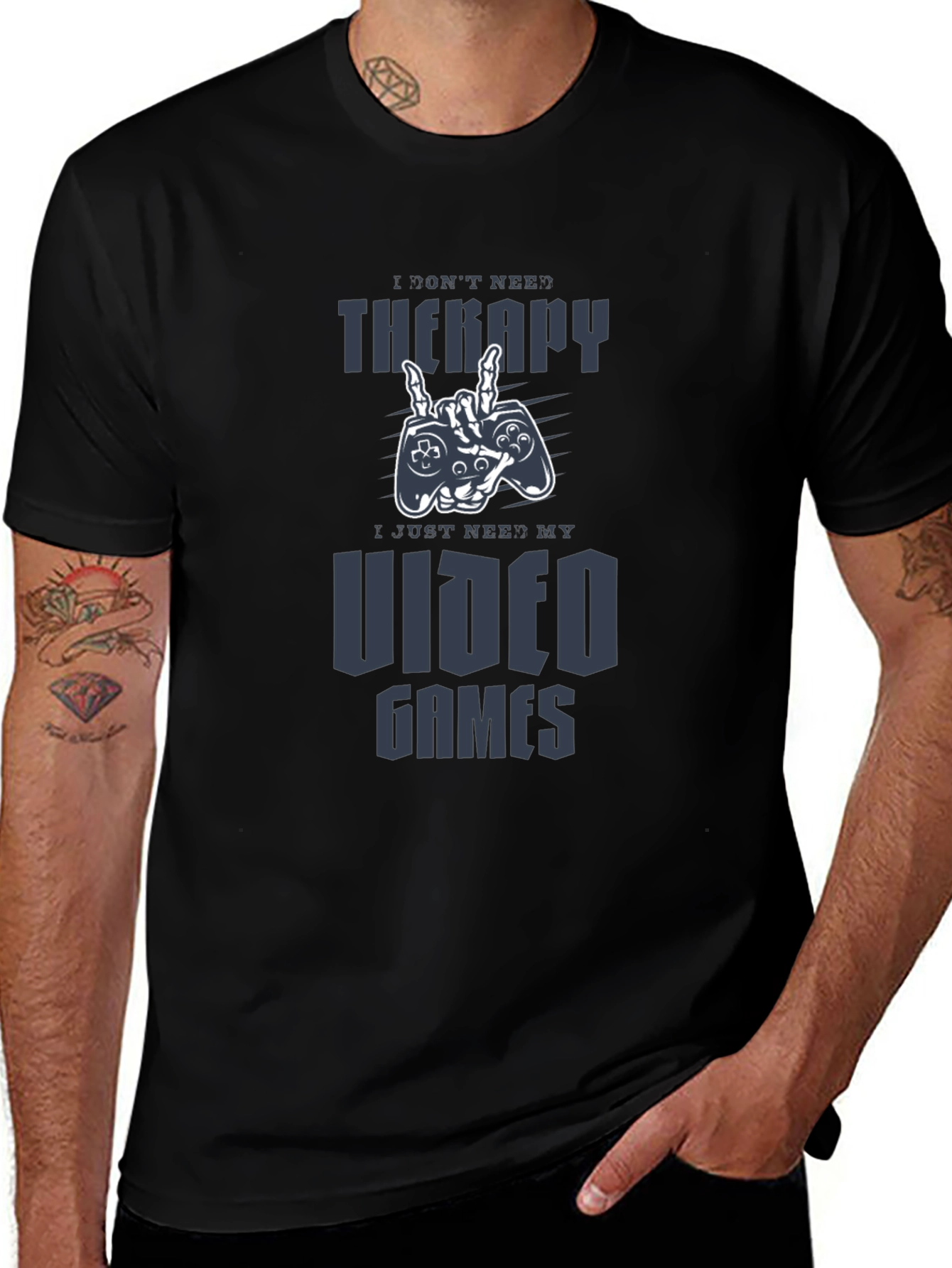 Variant 5 of I Don't Need Therapy Video Games Black T-Shirt