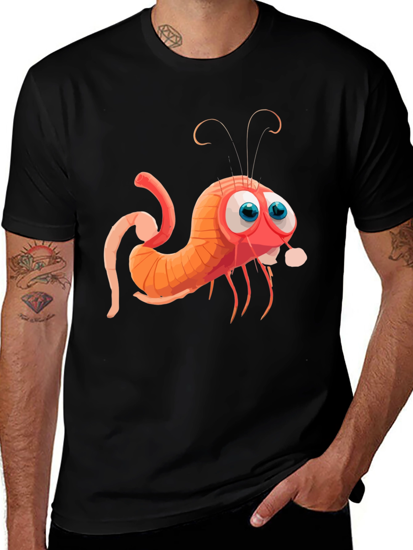 Variant 30 of Cartoon Shrimp Graphic Tee - Quirky Style
