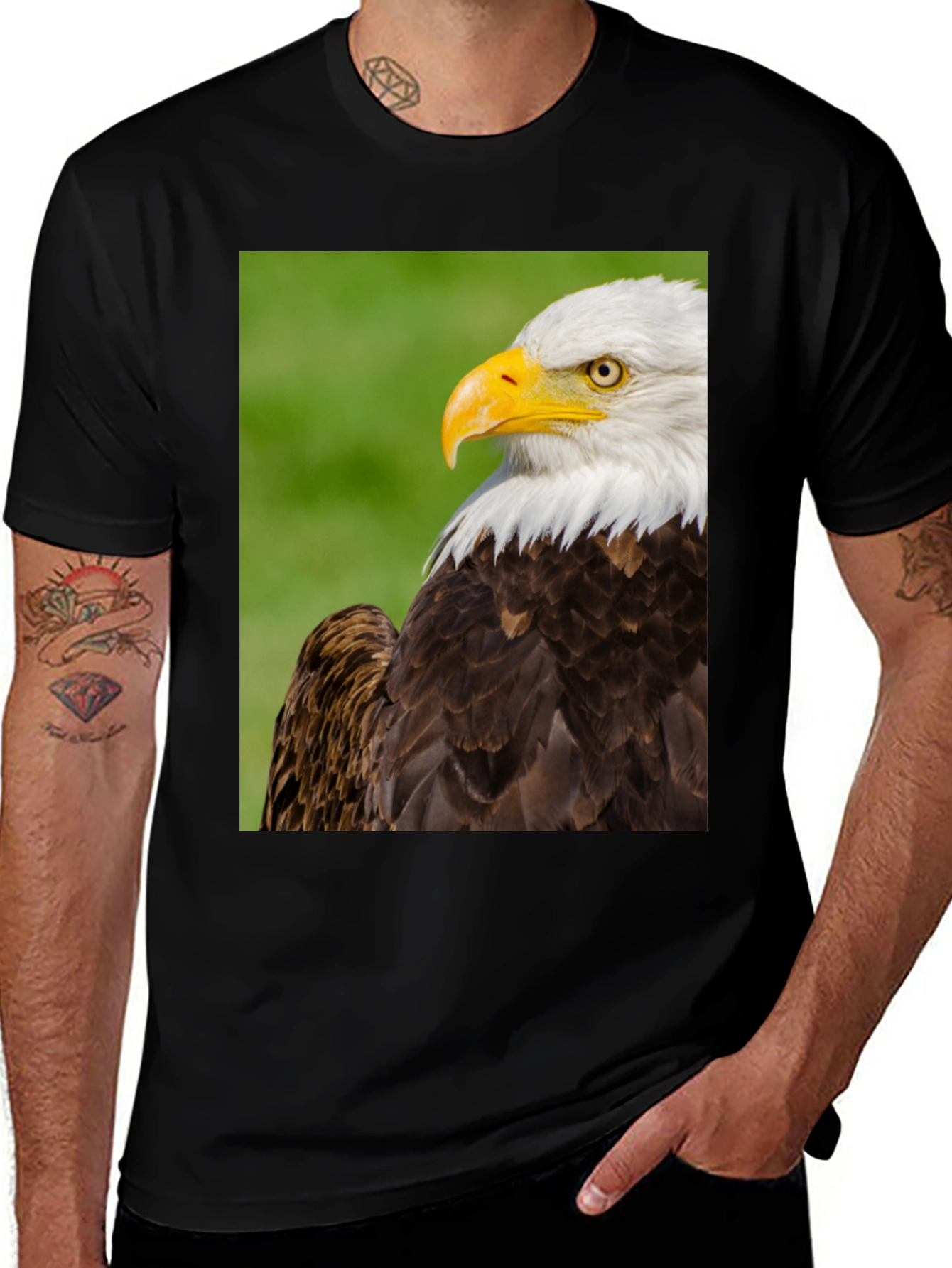 Variant 27 of Bald Eagle Graphic Tee - Black Cotton T-Shirt