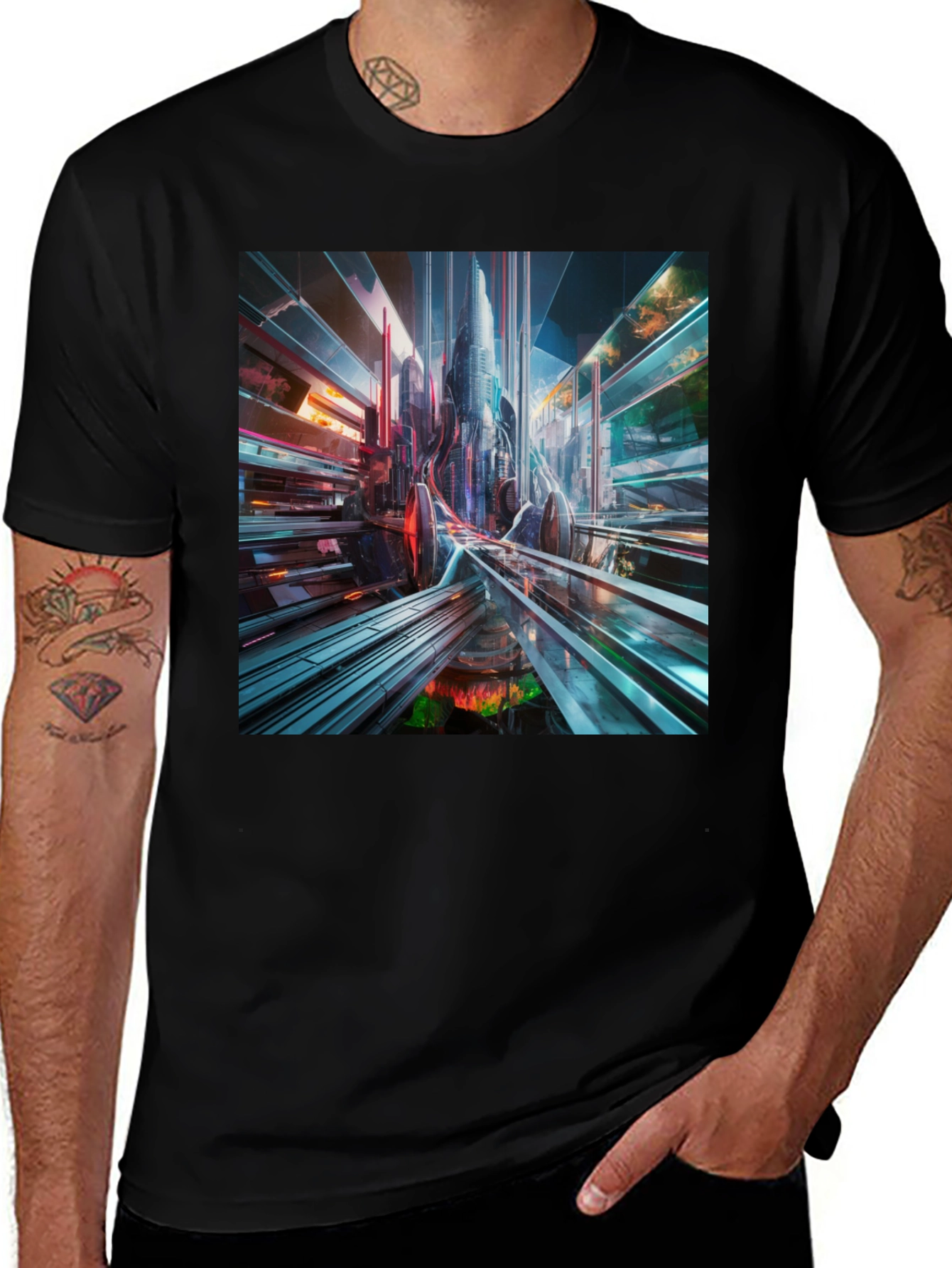 Variant 29 of Futuristic Cityscape Graphic Tee