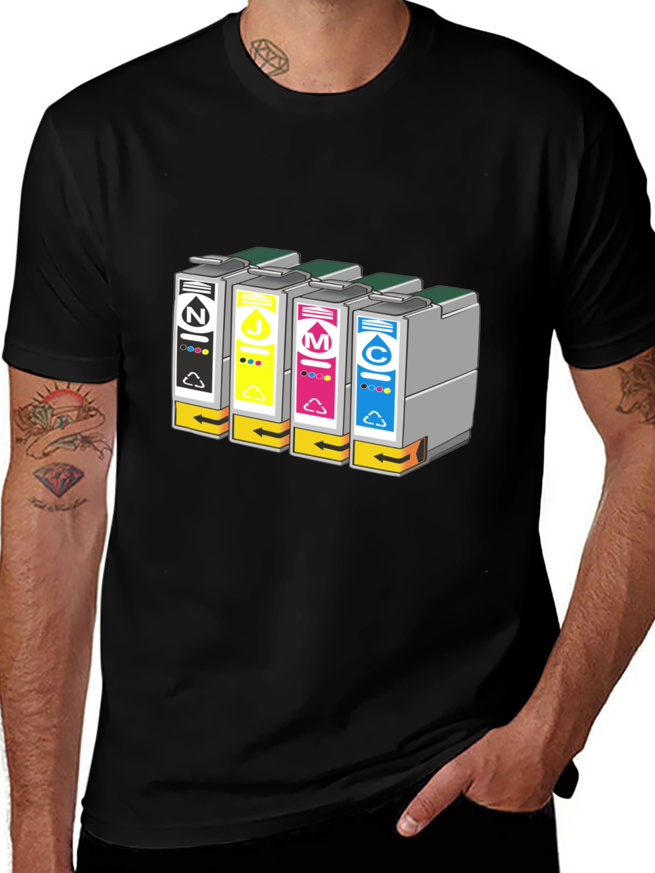 CMYK Ink Cartridge Graphic T-Shirt