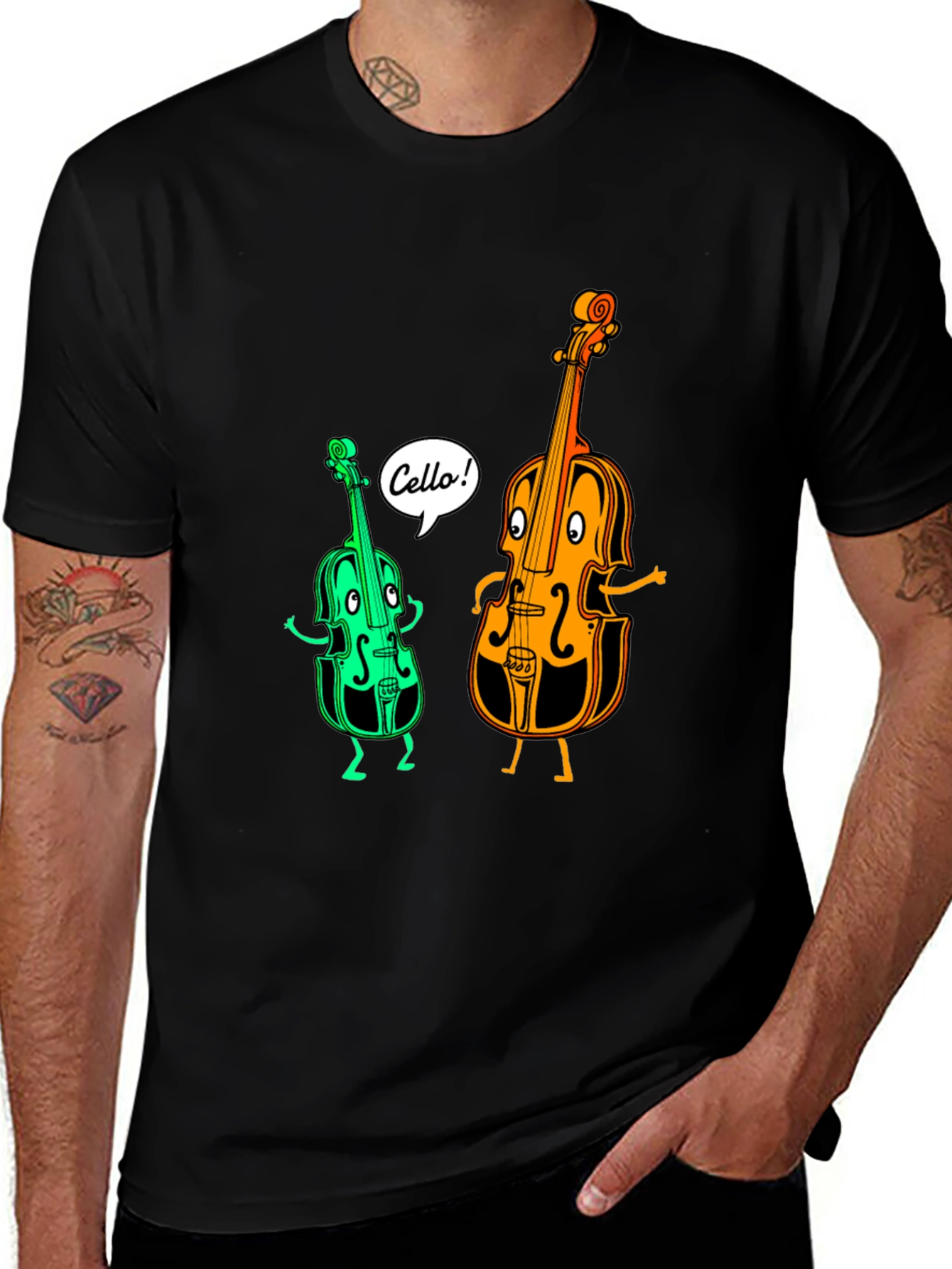 Variant 29 of Musical Cello Cartoon Graphic T-Shirt