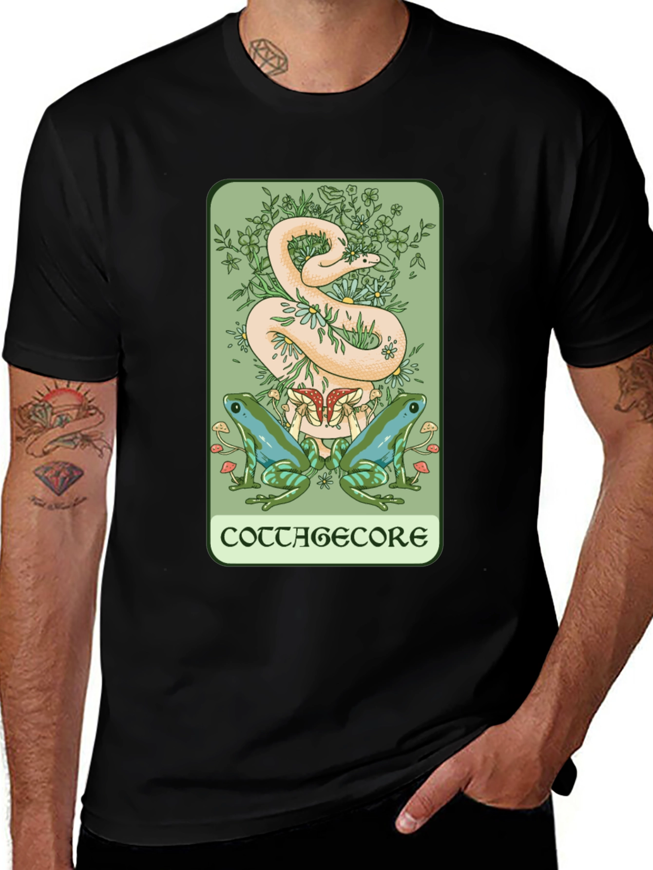 Variant 16 of Cottagecore Snake & Frog Graphic T-Shirt