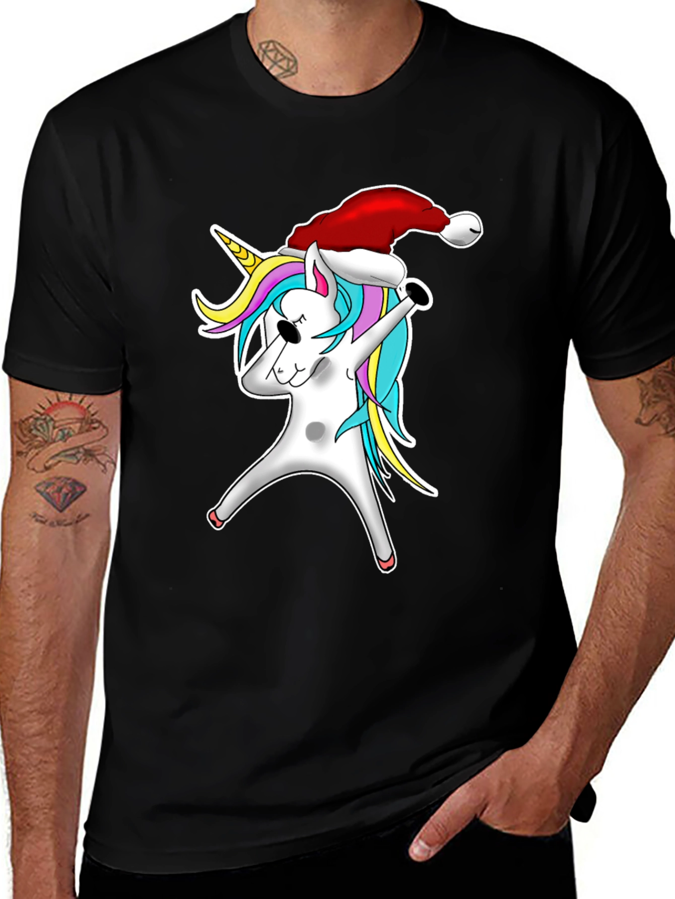 Variant 23 of Dabbing Unicorn Santa Hat Graphic Tee