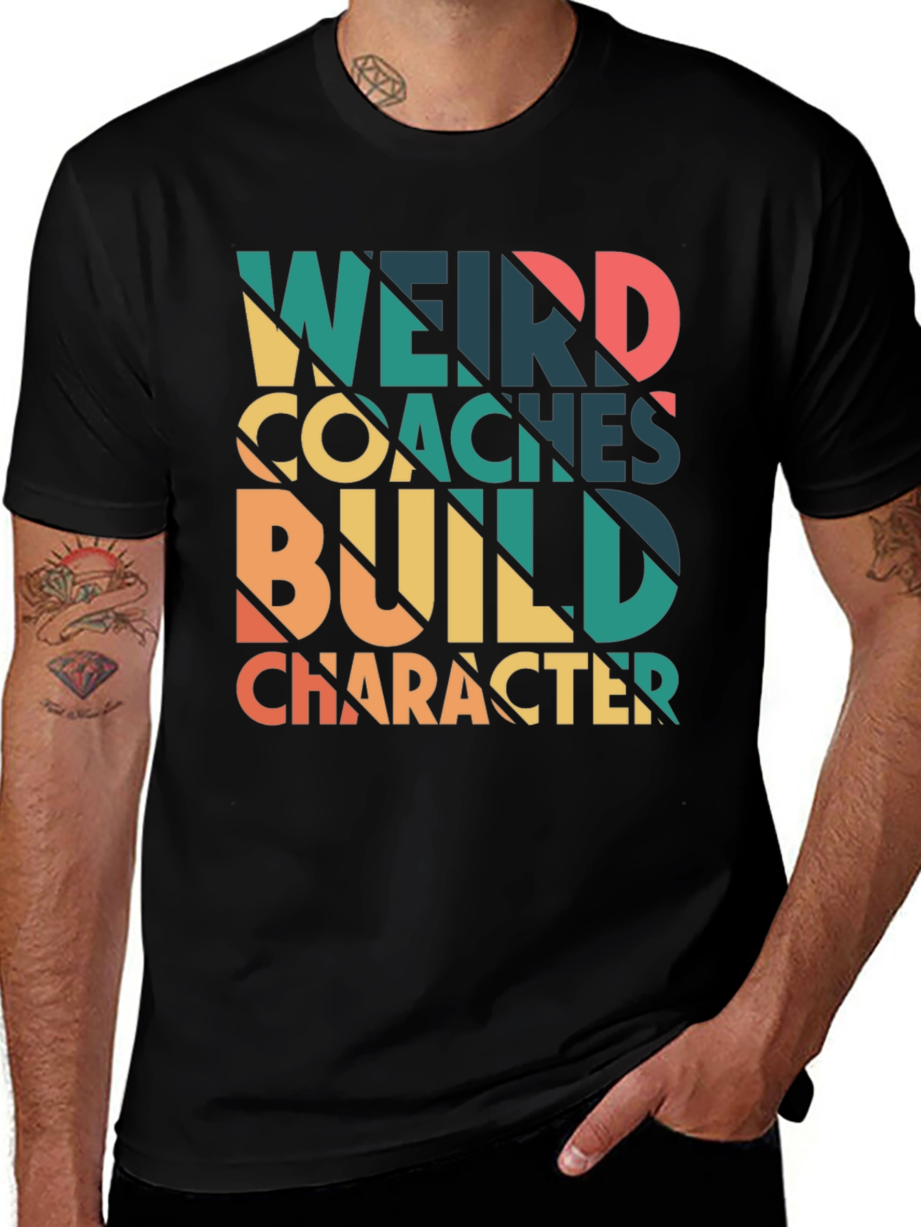 Variant 19 of Weird Coaches Build Character Graphic Tee - Black