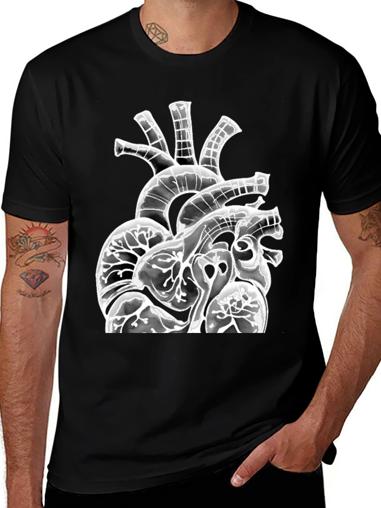 Variant 9 of Anatomical Heart Graphic Black T-Shirt