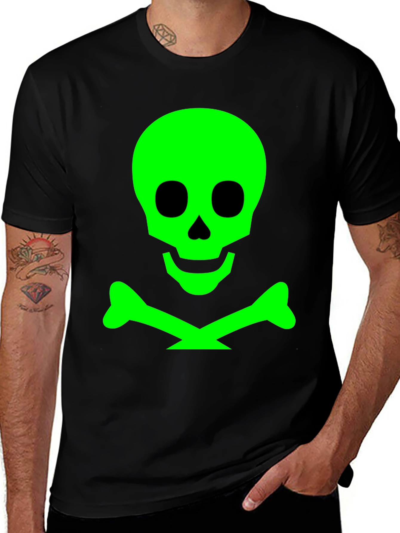 Variant 21 of Skull & Crossbones Graphic Tee - Black Cotton T-Shirt