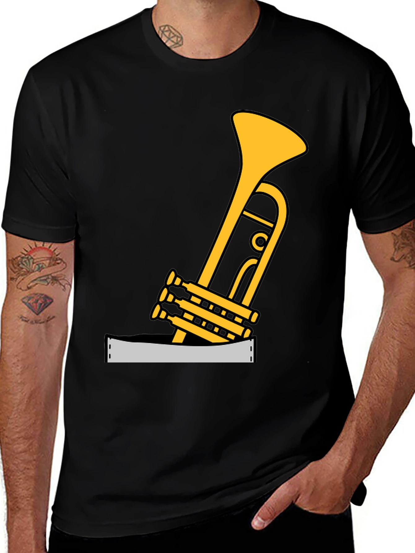 Variant 12 of Trumpet Graphic Black T-Shirt