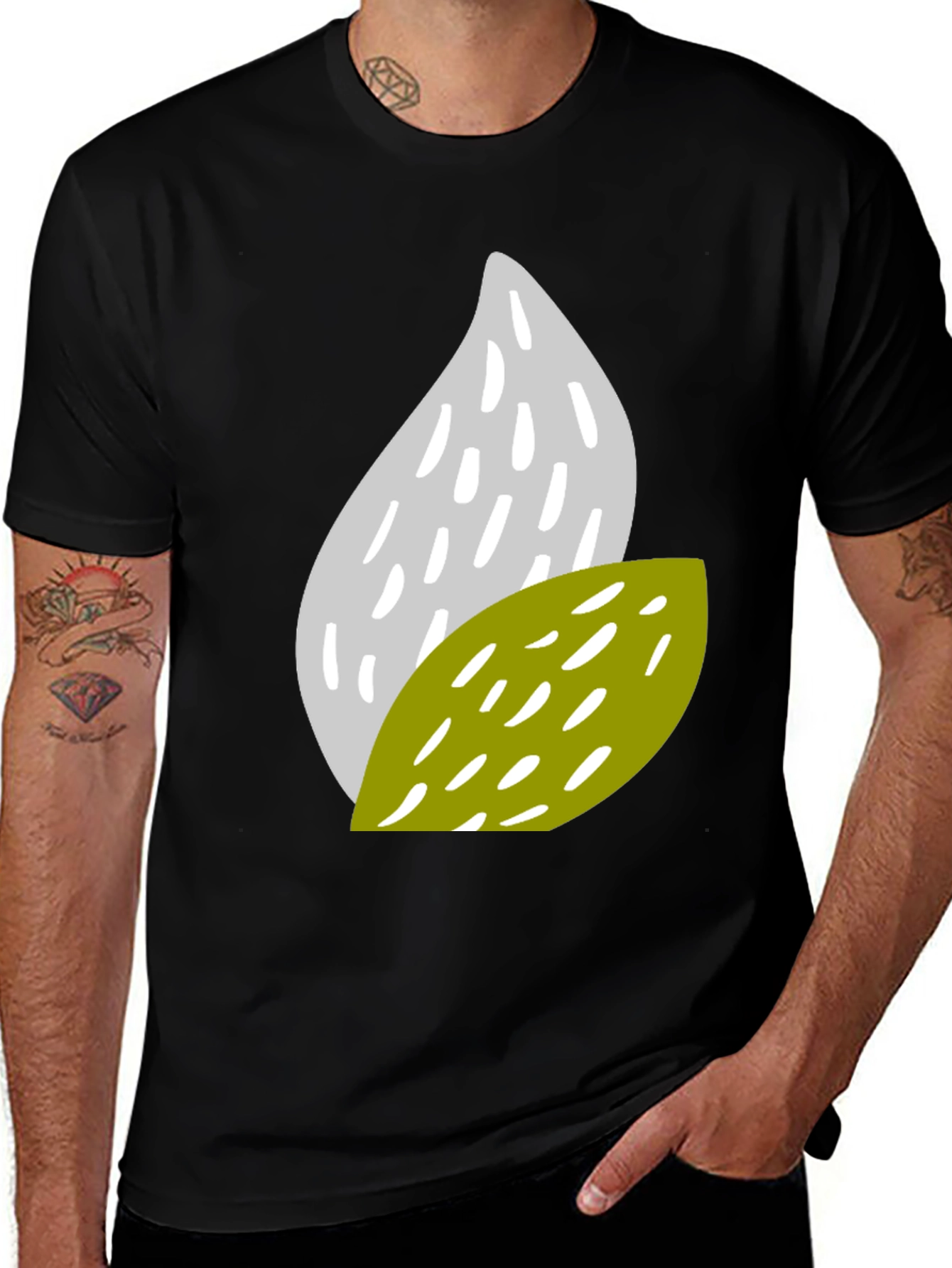 Variant 7 of Abstract Leaf Pattern Black T-Shirt