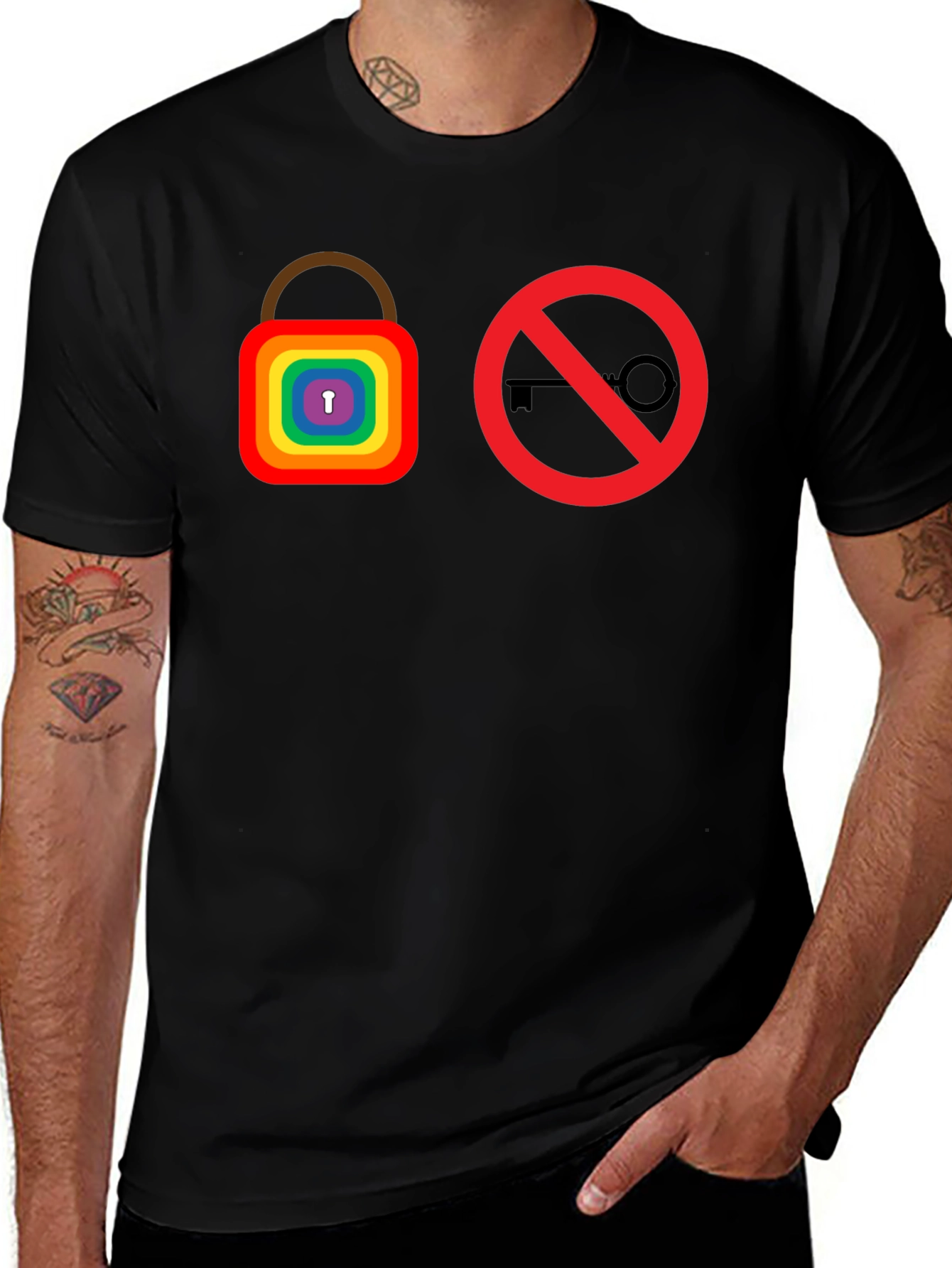 Rainbow Lock No Key T-Shirt - LGBTQ+ Pride