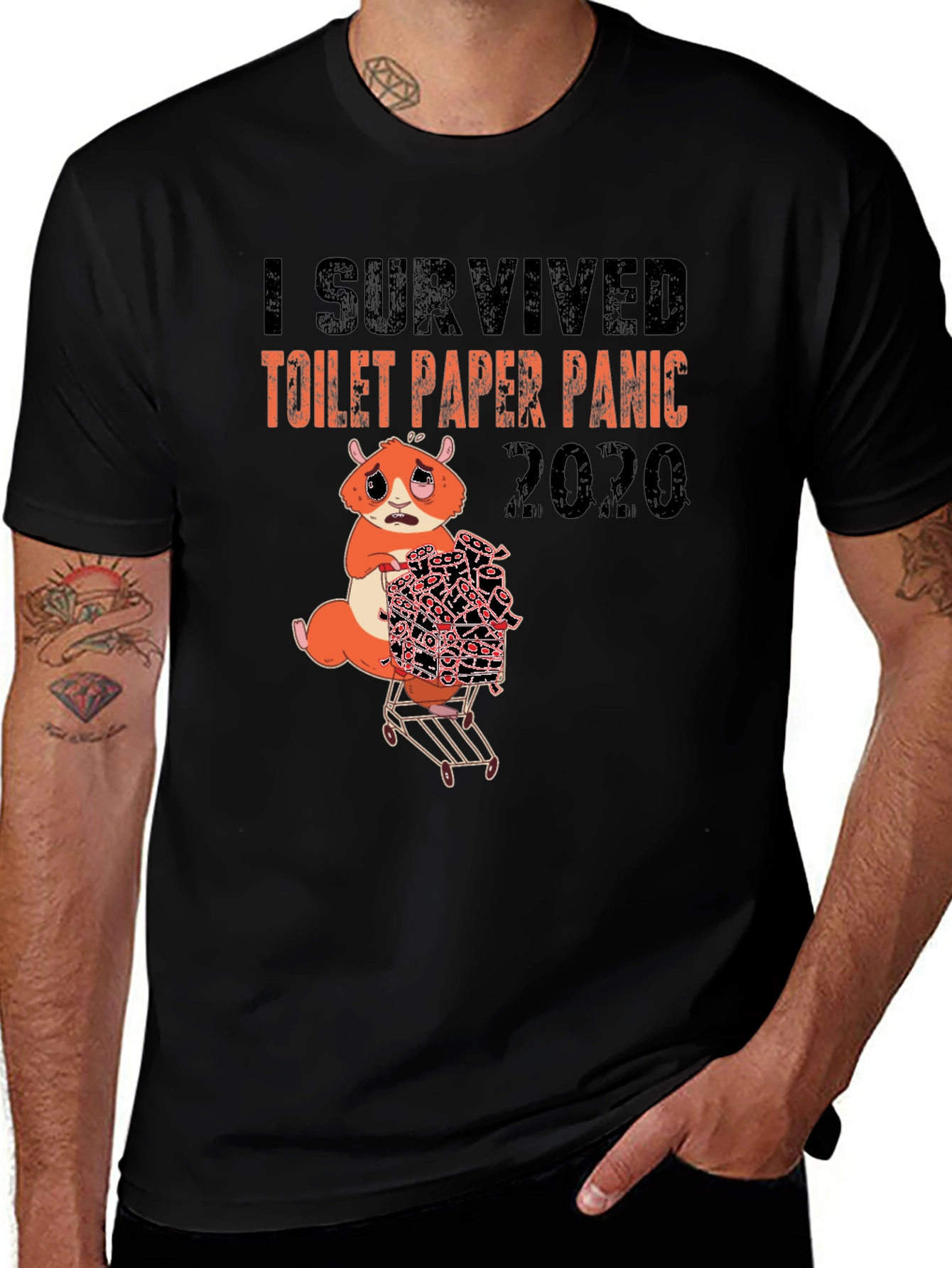 Black I Survived Toilet Paper Panic 2020 T-Shirt main image