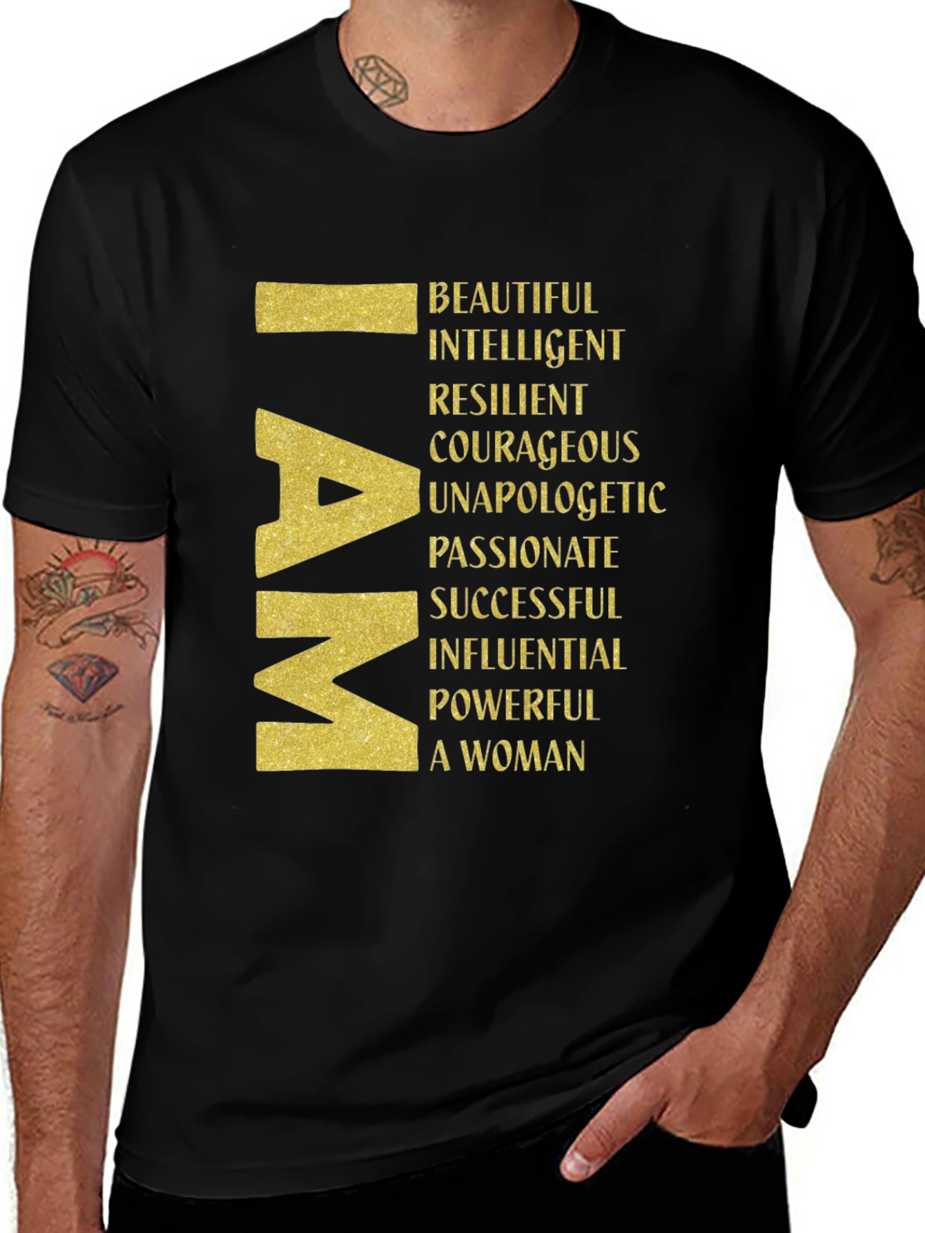 Variant 18 of I AM Woman Graphic Tee - Empowering Black T-Shirt