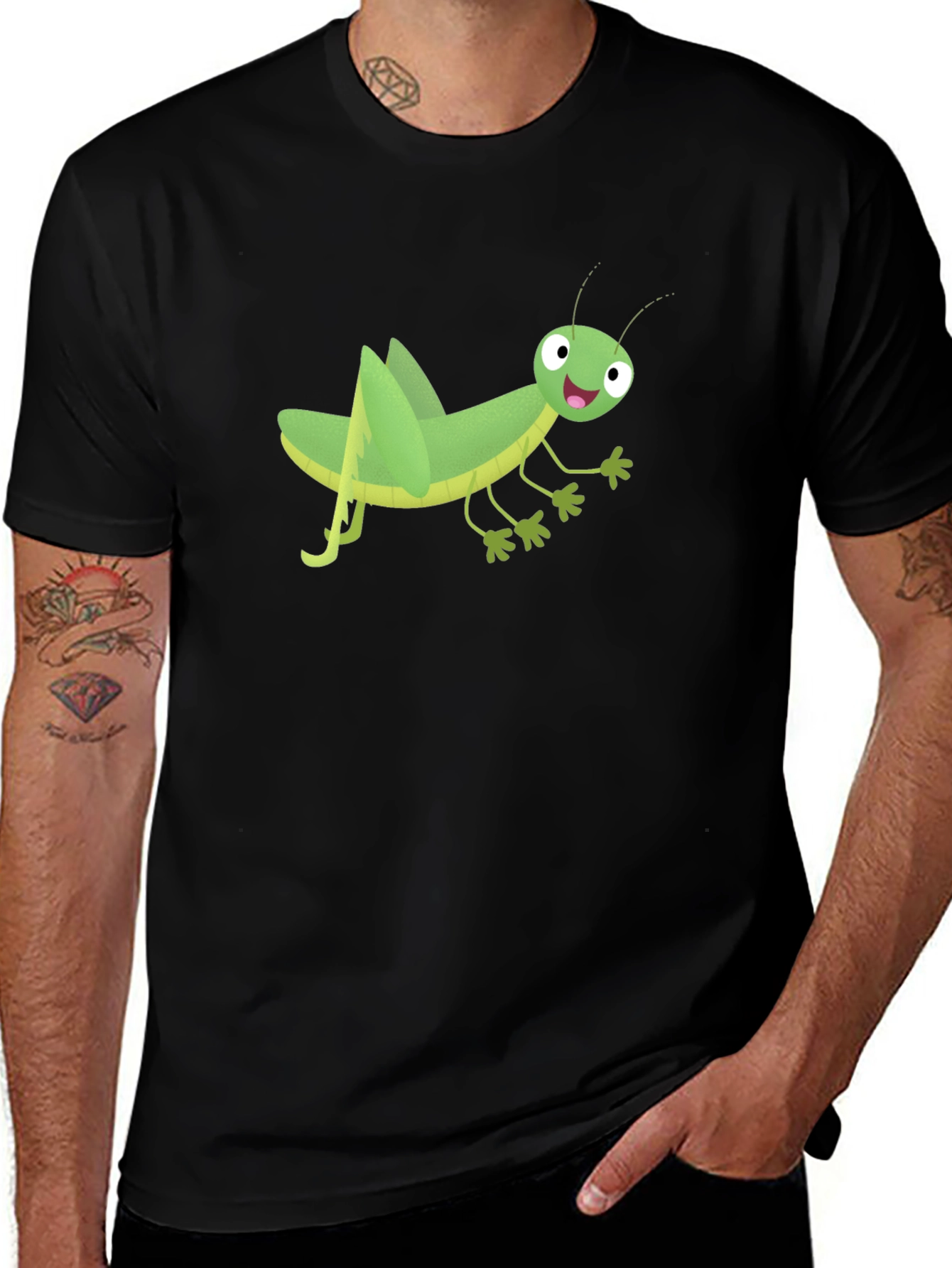 Grasshopper Graphic Tee - Black Cotton T-Shirt