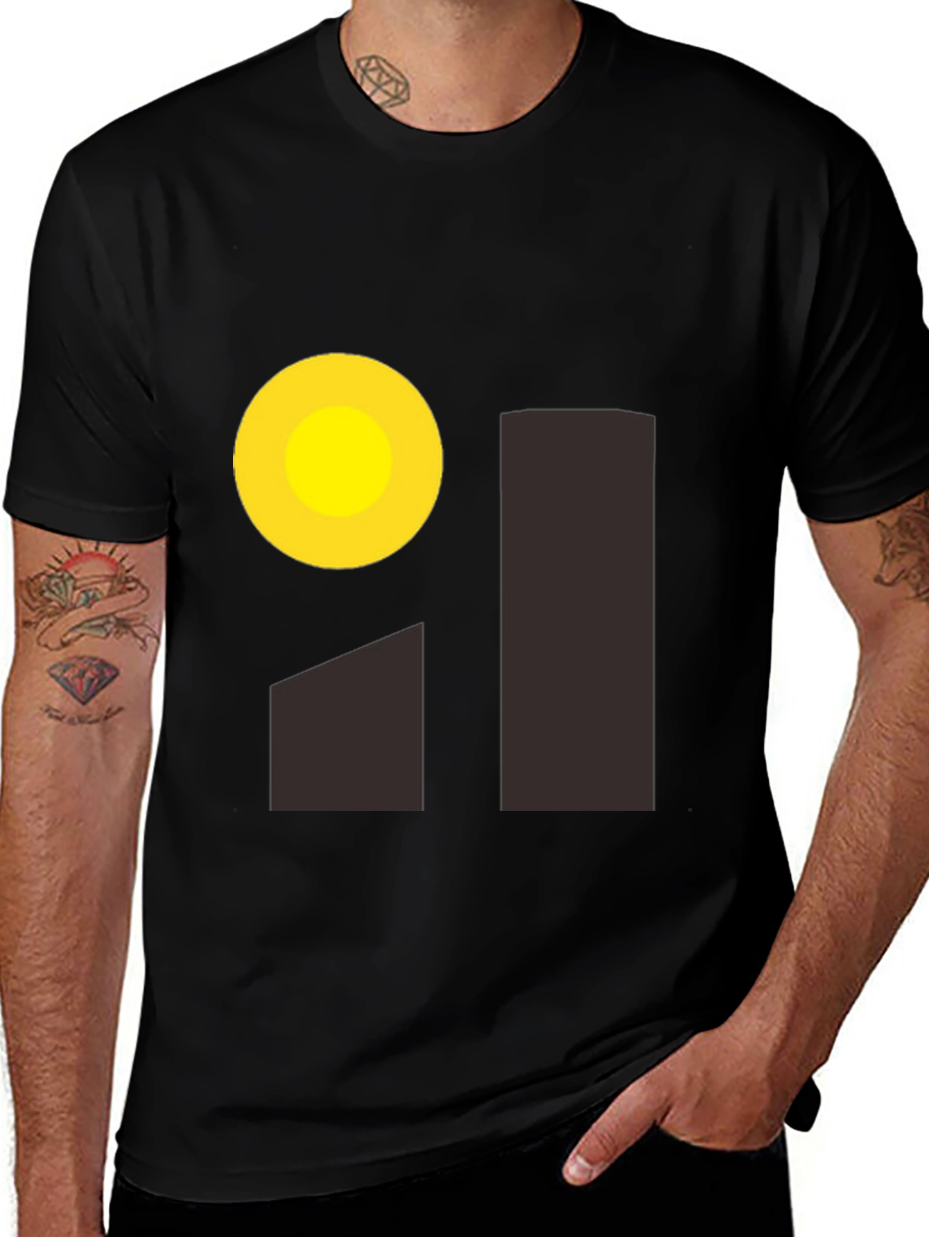 Variant 28 of Abstract Graphic Print Black T-Shirt