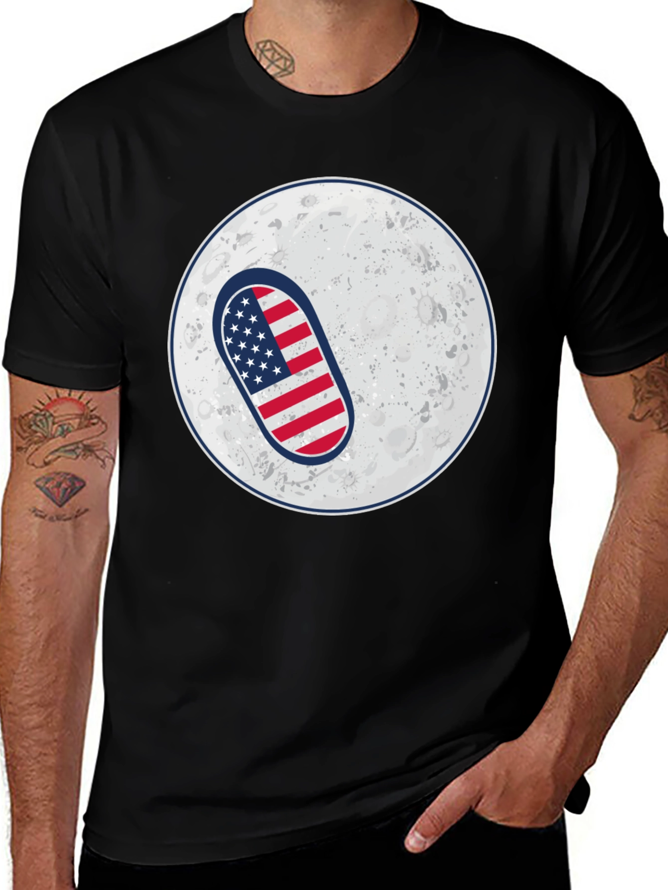 Variant 28 of American Flag Pill on the Moon T-Shirt