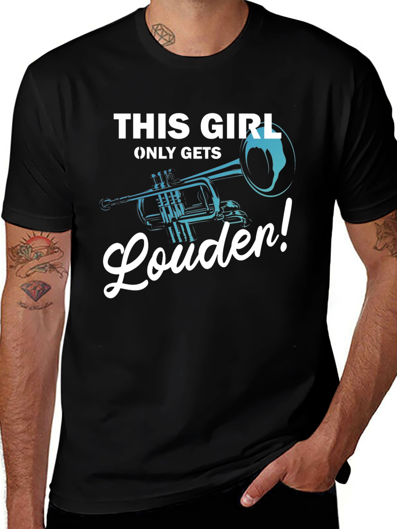 Variant 25 of This Girl Only Gets Louder Trumpet T-Shirt