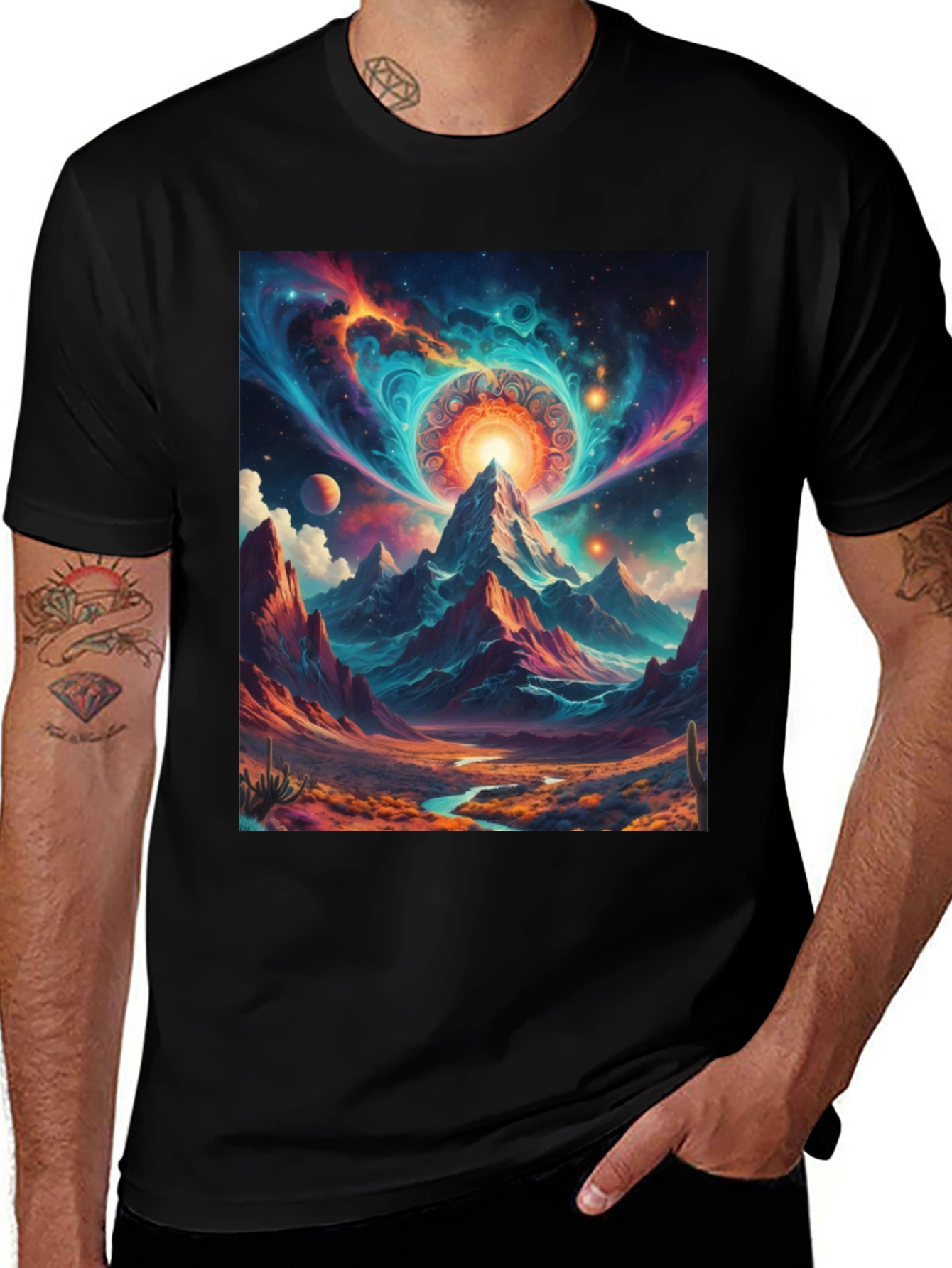 Cosmic Mountain T-Shirt: Unique Graphic Tee