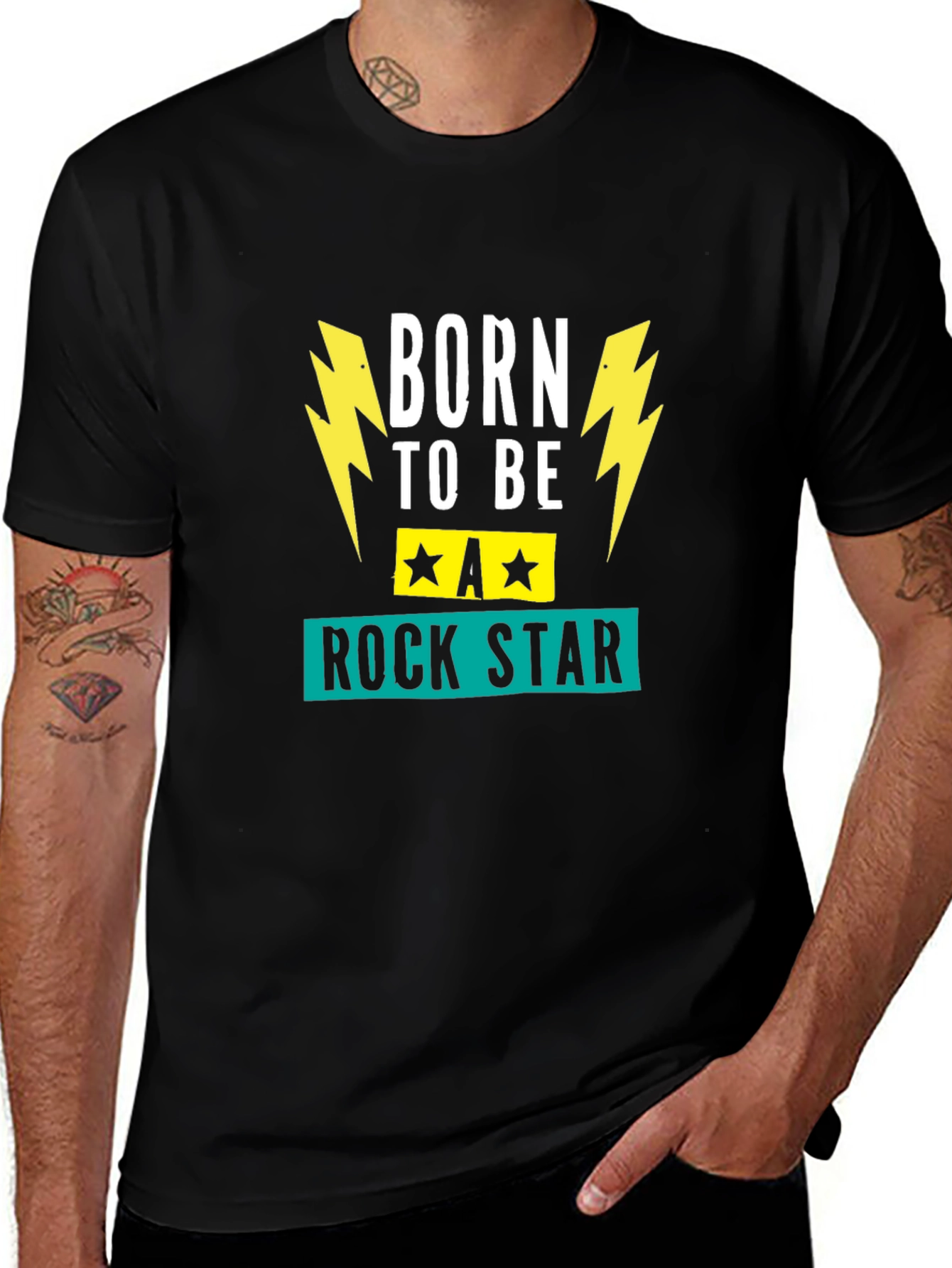 Variant 19 of Born to be a Rock Star Graphic Tee - Unisex