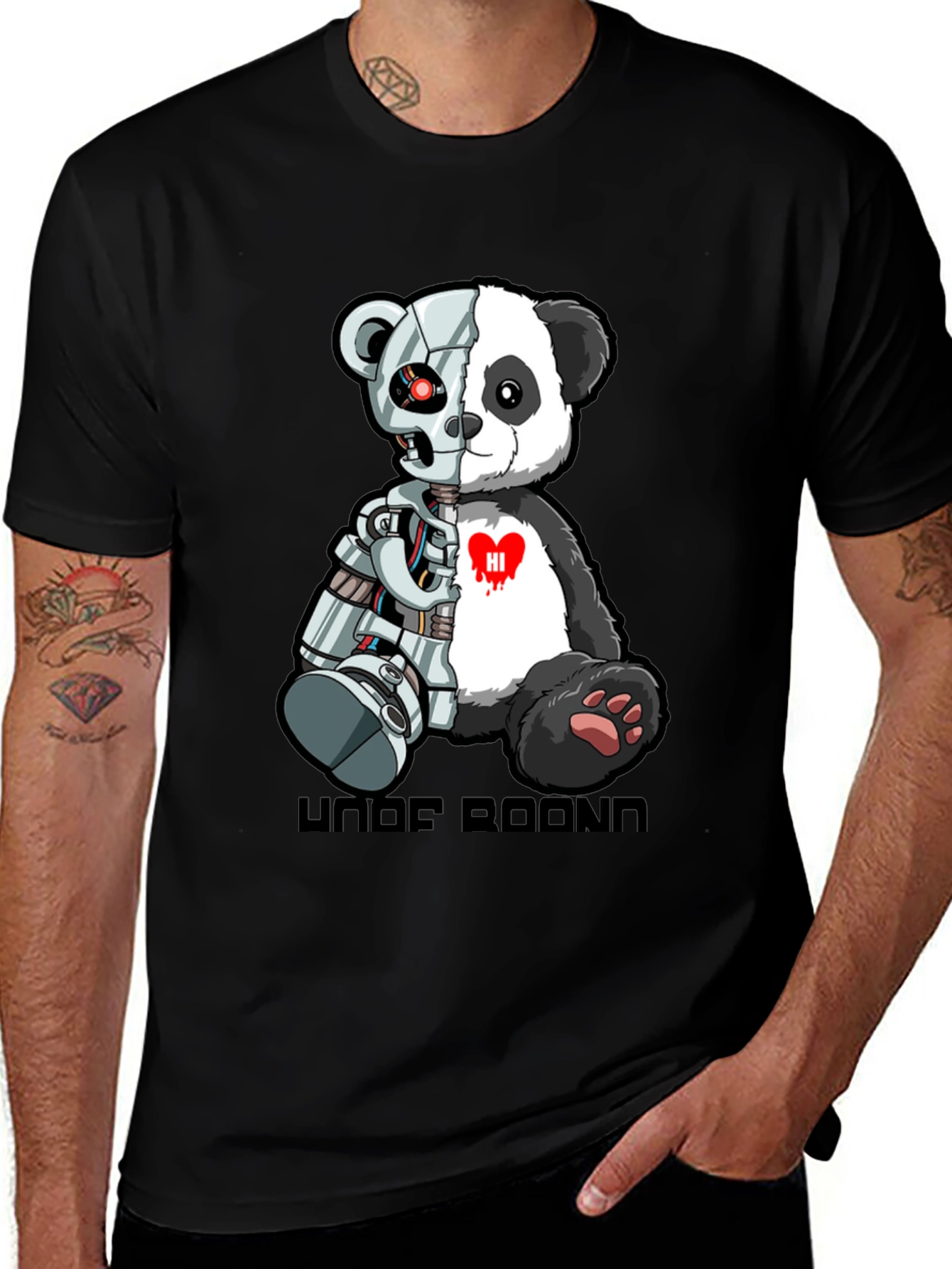 Cyber Panda Black T-Shirt - UnderGround Style