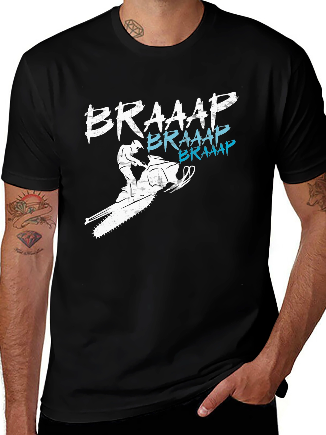 Variant 24 of Braaap Snowmobile T-Shirt - Black Graphic Tee