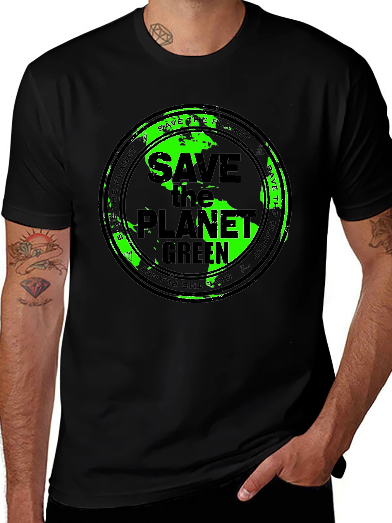 Variant 30 of Save the Planet Green Graphic Tee - Eco-Friendly T-Shirt