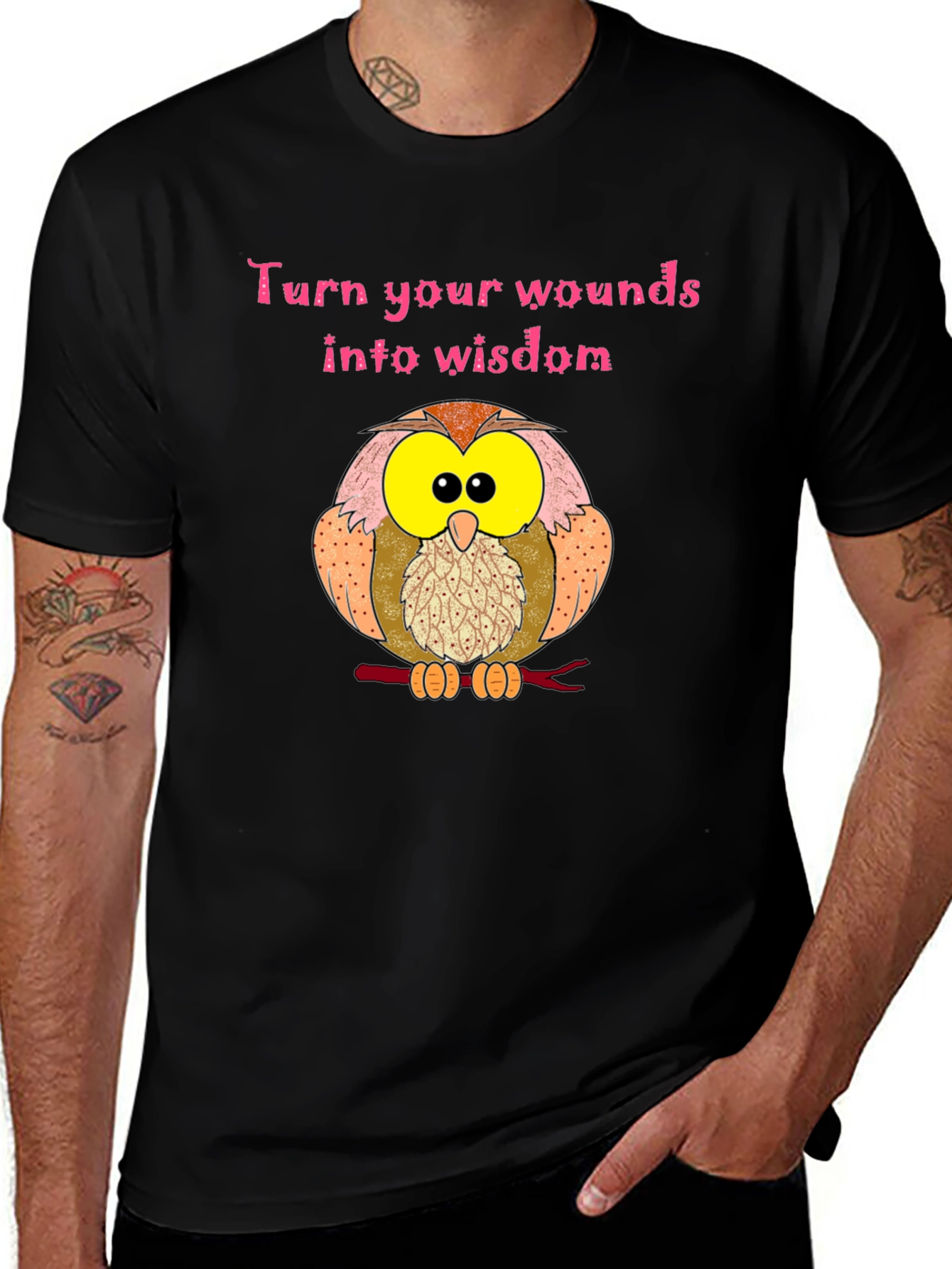 Variant 24 of Wise Owl Graphic Tee - Turn Wounds into Wisdom