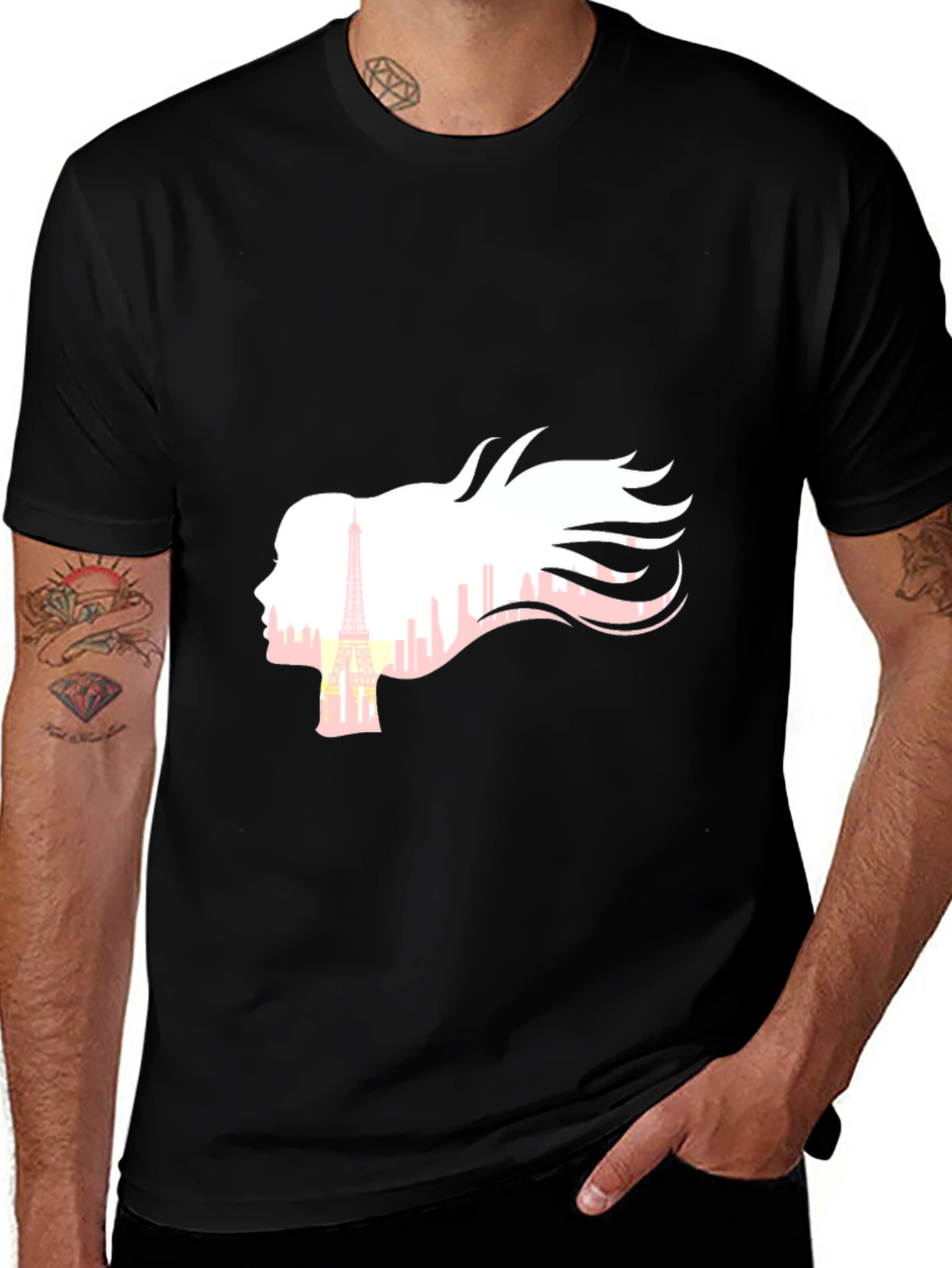 Variant 5 of Paris Silhouette Graphic Tee - Stylish Black T-Shirt