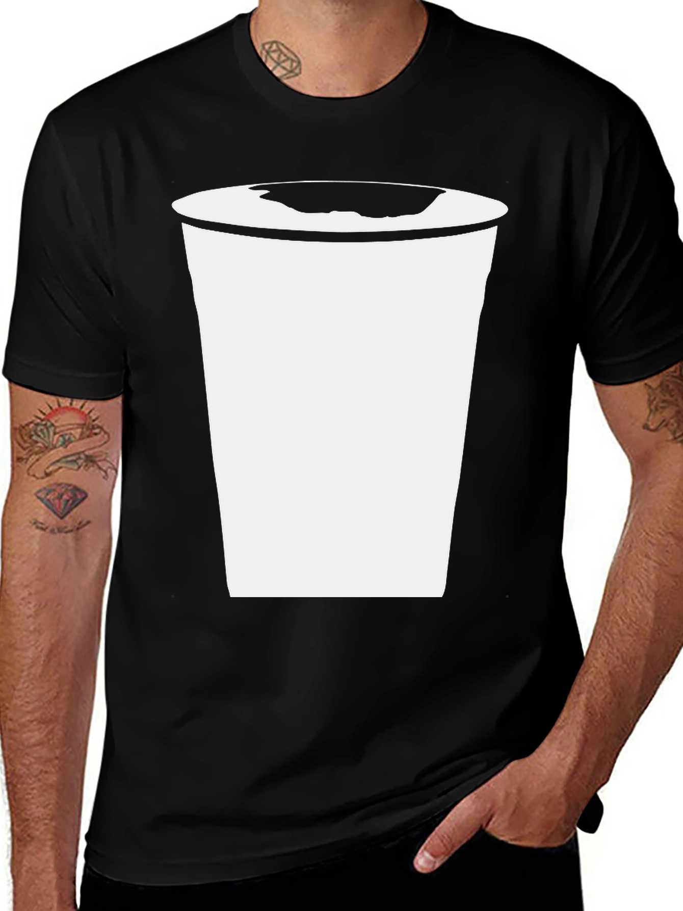 Variant 16 of Minimalist Graphic T-Shirt - White Cup Design
